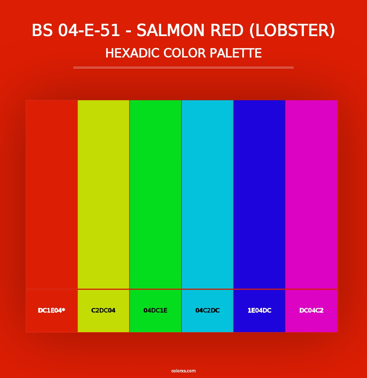 BS 04-E-51 - Salmon Red (Lobster) - Hexadic Color Palette