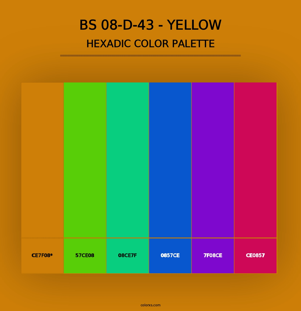 BS 08-D-43 - Yellow - Hexadic Color Palette