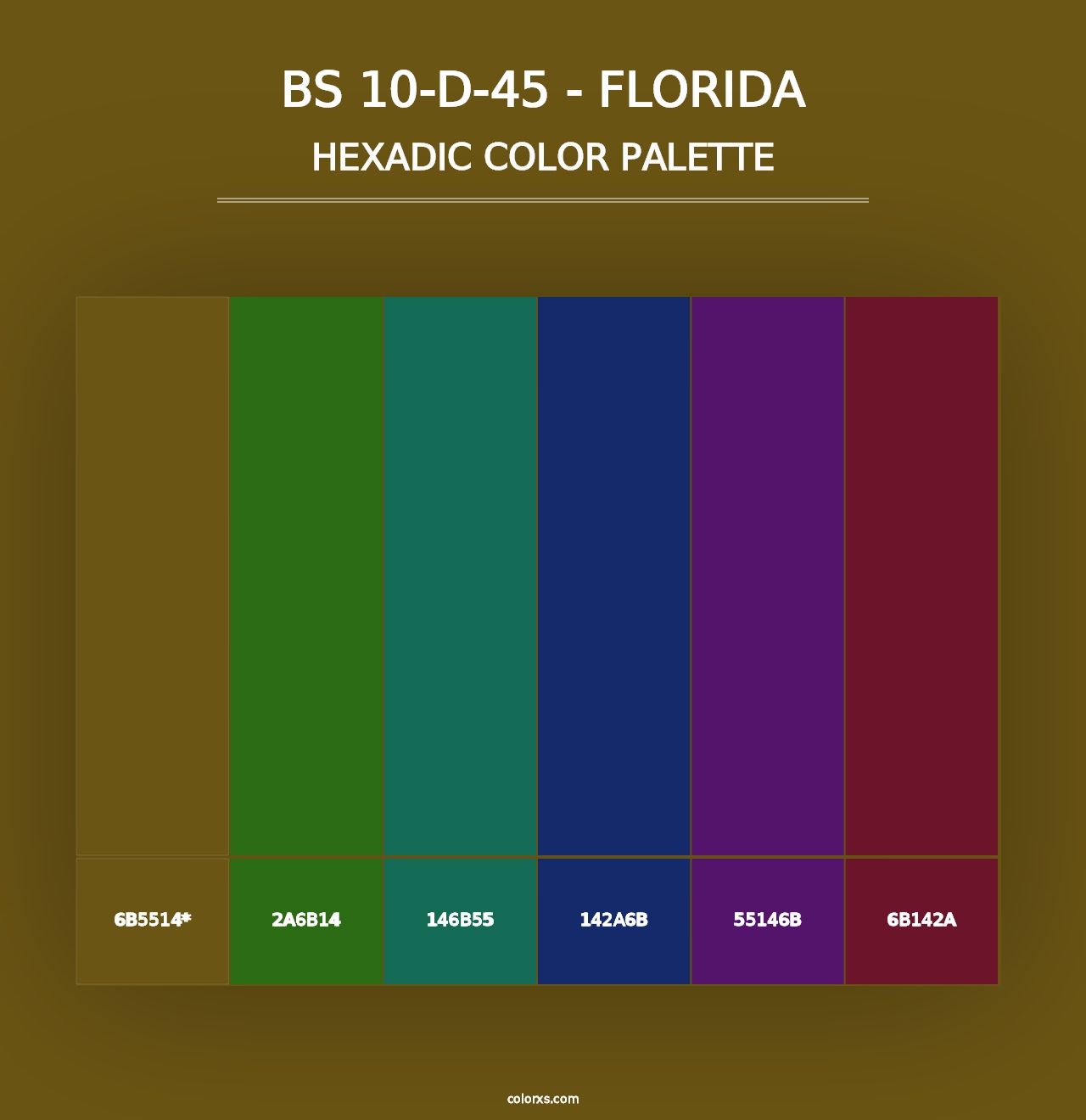 BS 10-D-45 - Florida - Hexadic Color Palette