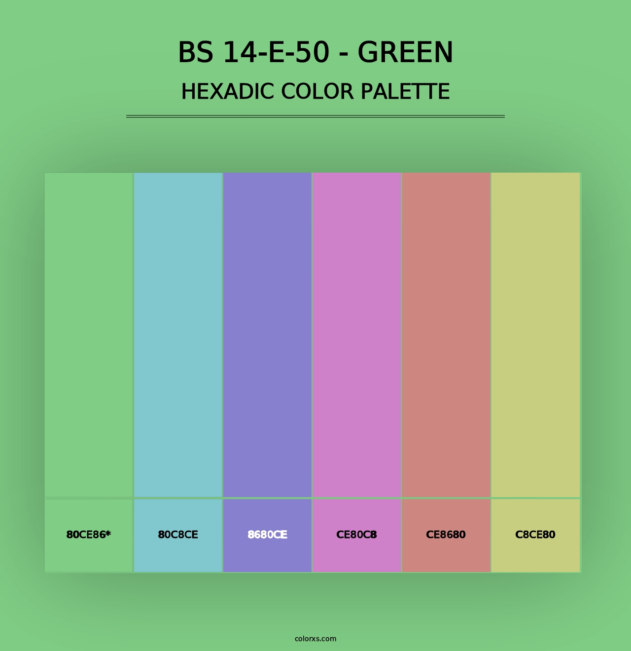 BS 14-E-50 - Green - Hexadic Color Palette