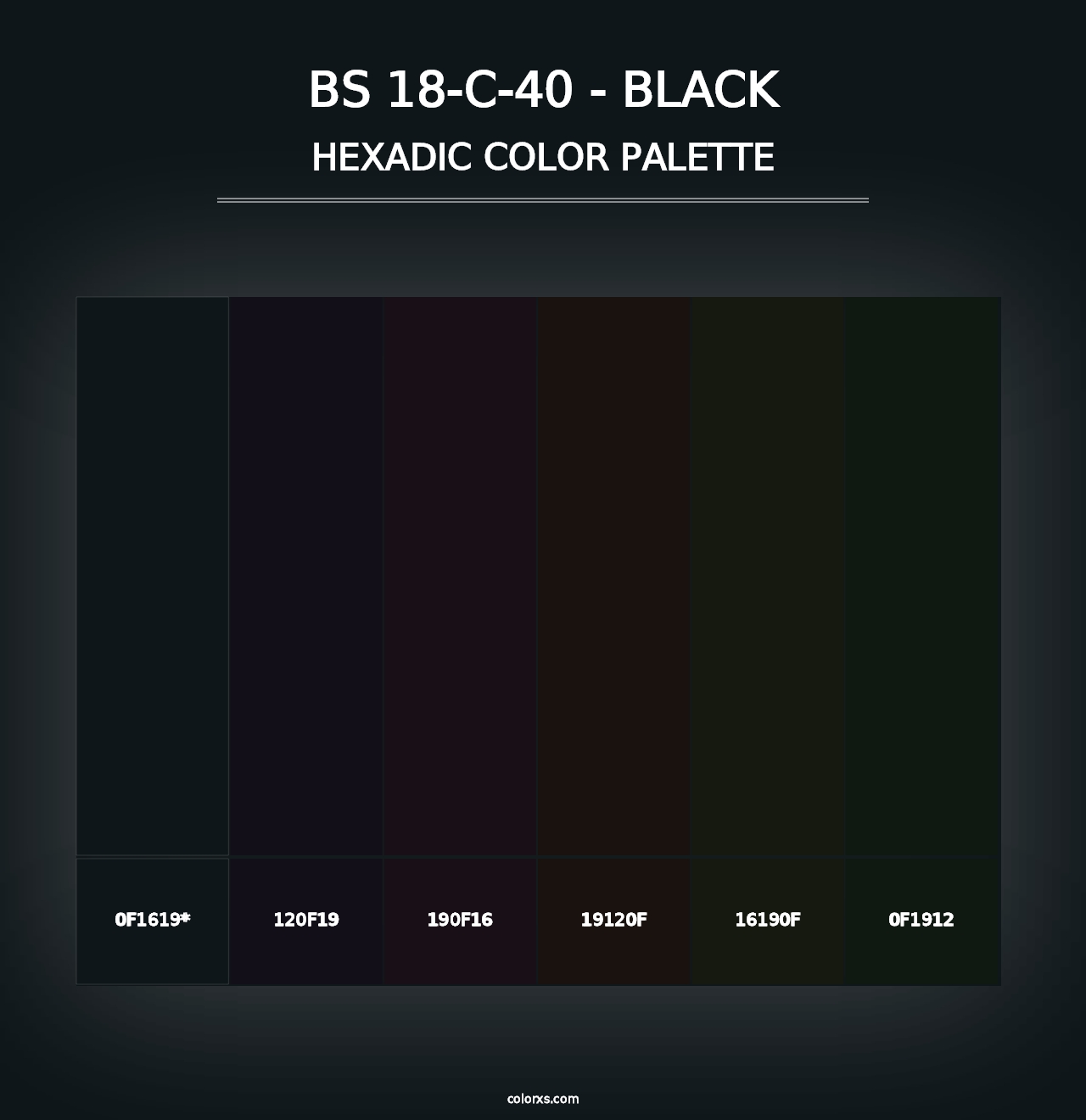 BS 18-C-40 - Black - Hexadic Color Palette