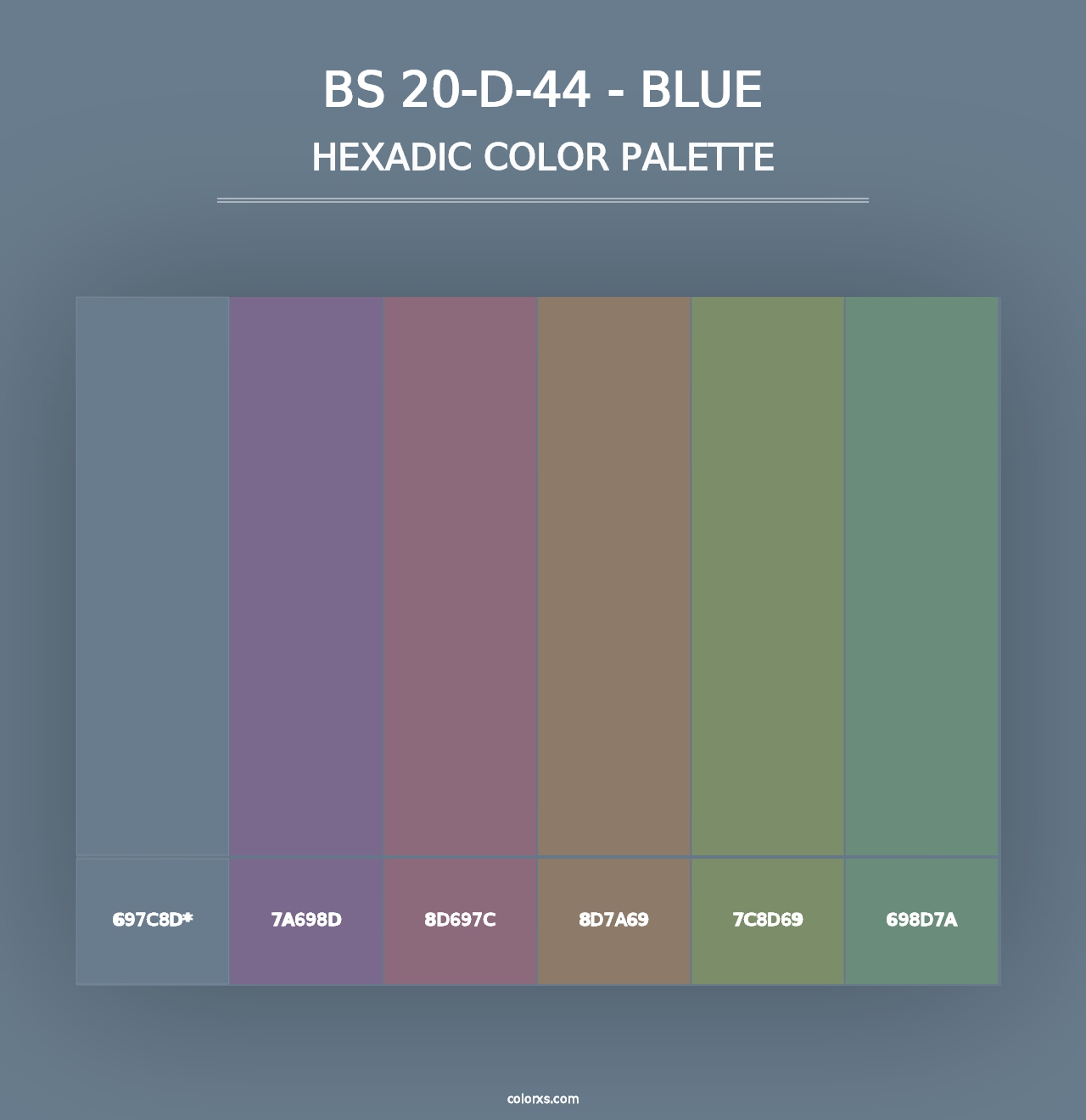 BS 20-D-44 - Blue - Hexadic Color Palette