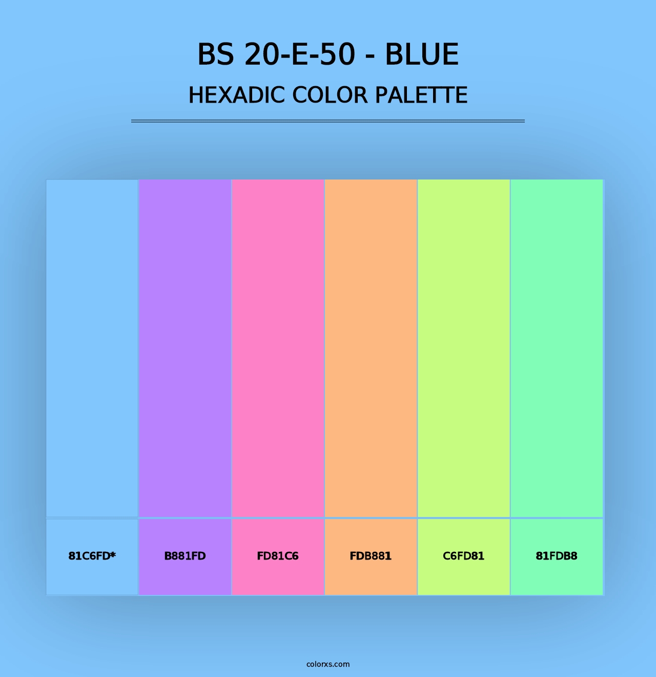 BS 20-E-50 - Blue - Hexadic Color Palette