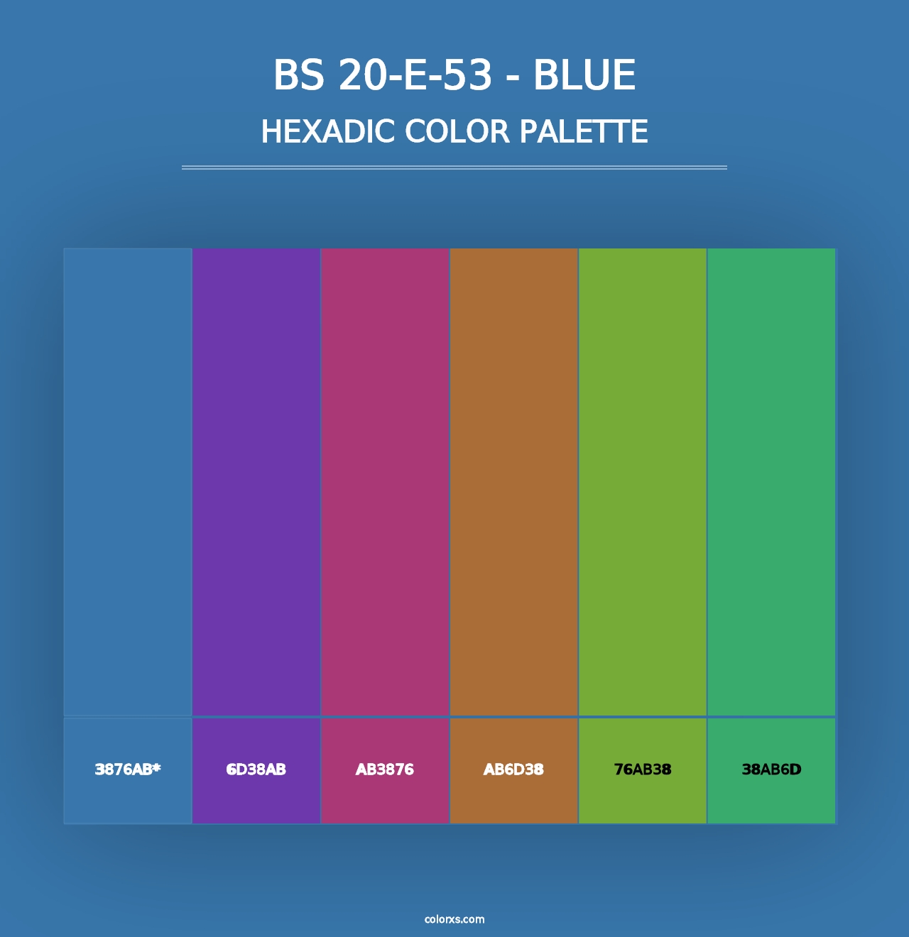 BS 20-E-53 - Blue - Hexadic Color Palette