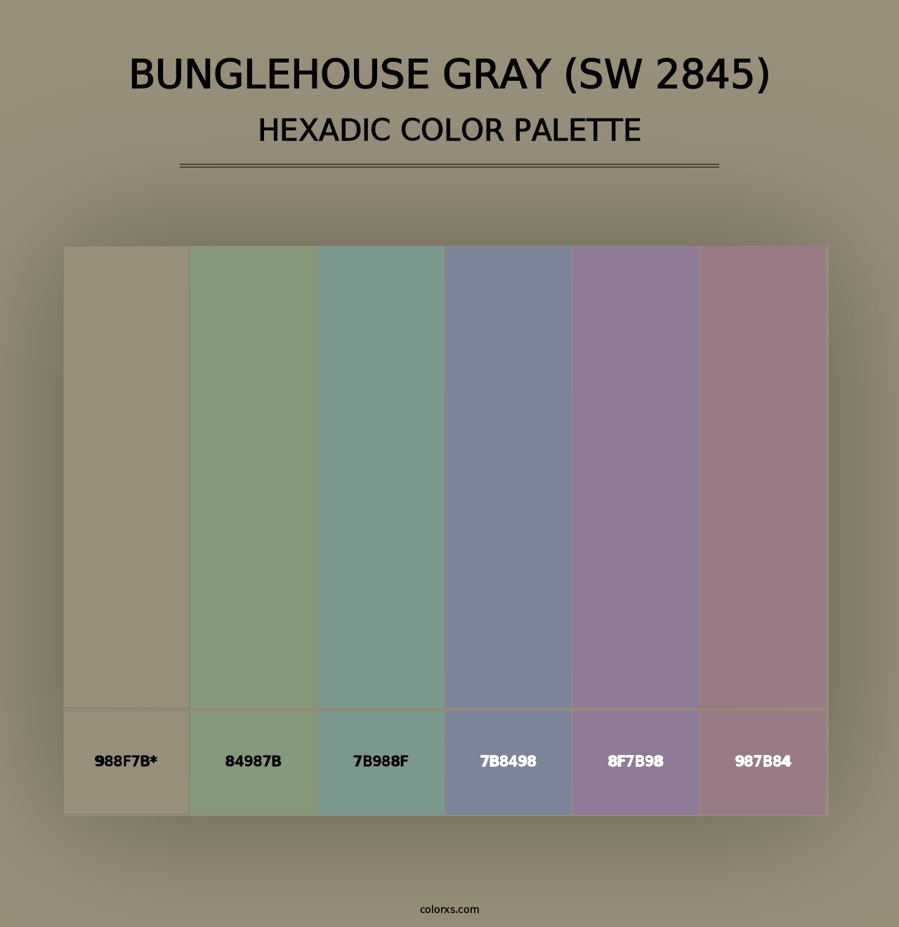 Bunglehouse Gray (SW 2845) - Hexadic Color Palette