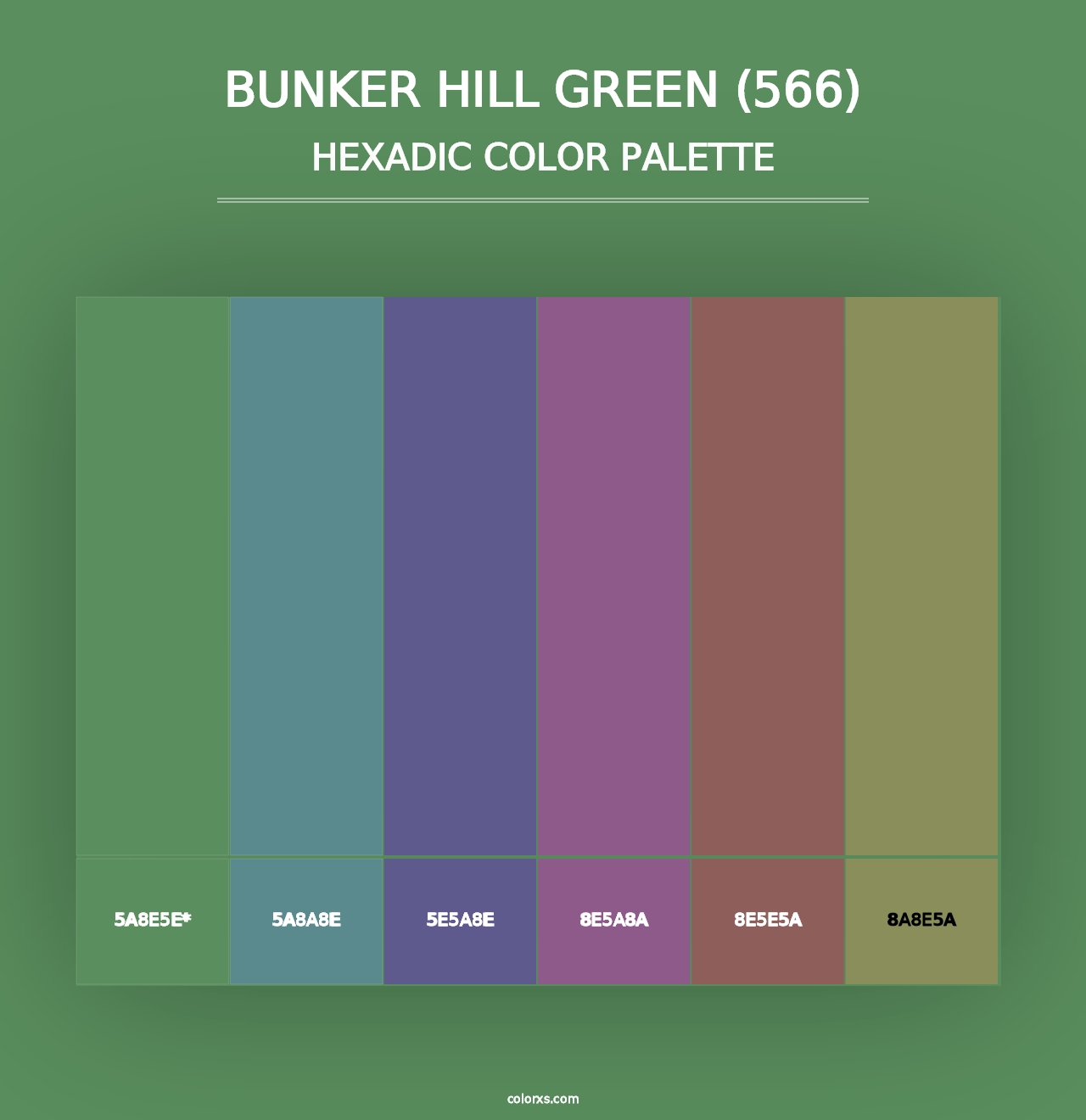 Bunker Hill Green (566) - Hexadic Color Palette