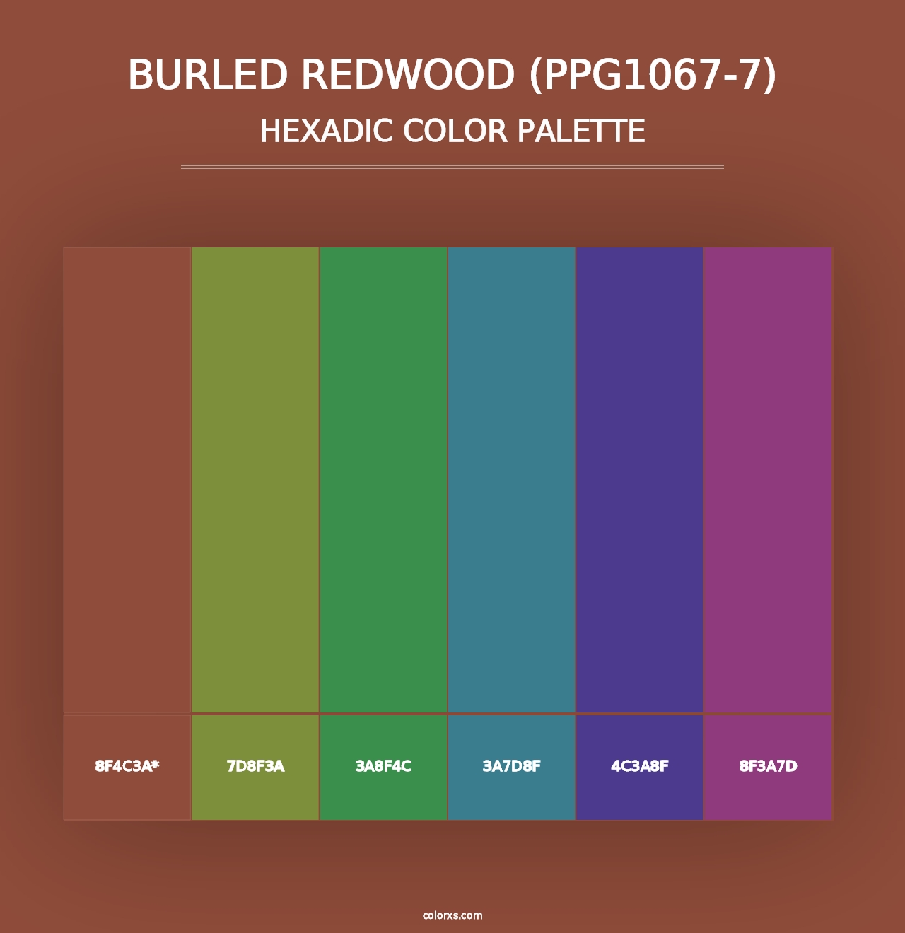 Burled Redwood (PPG1067-7) - Hexadic Color Palette