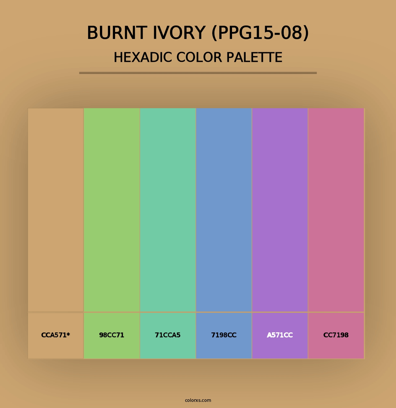 Burnt Ivory (PPG15-08) - Hexadic Color Palette