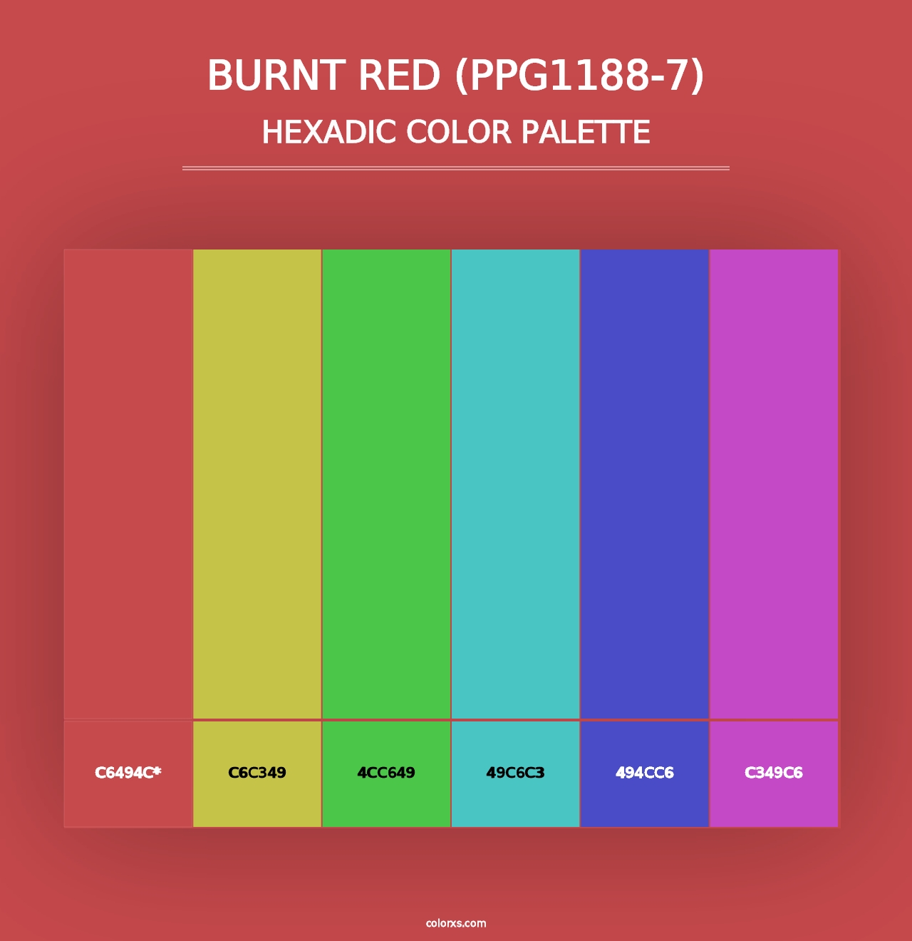 Burnt Red (PPG1188-7) - Hexadic Color Palette