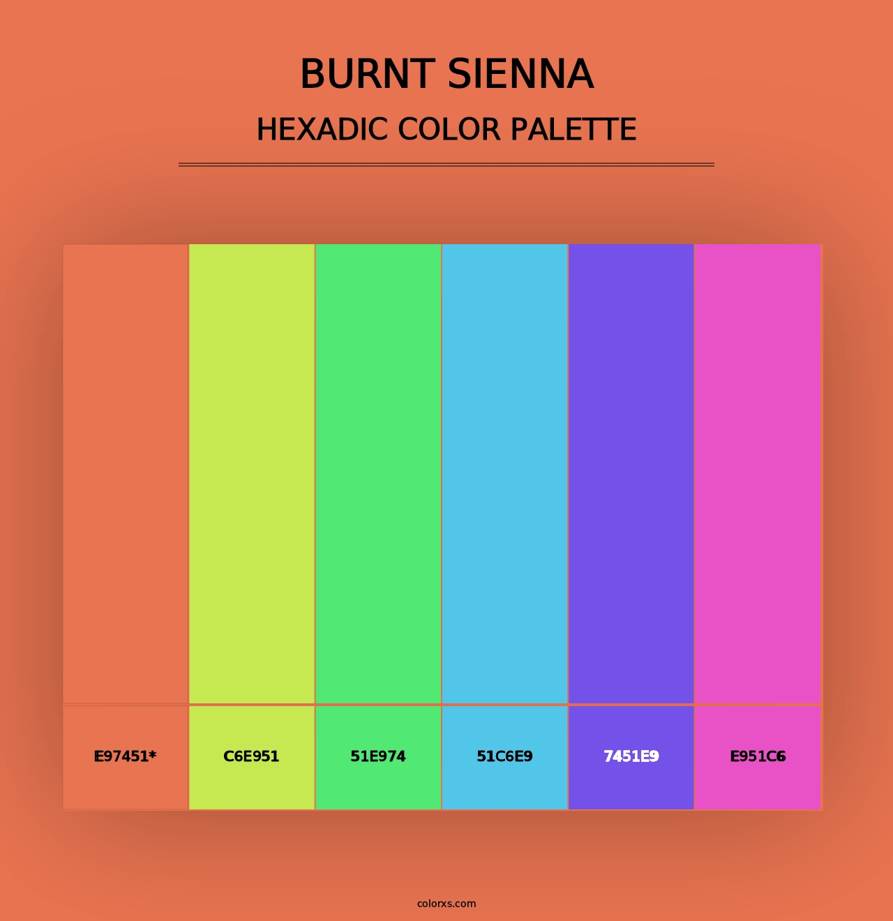 Burnt Sienna - Hexadic Color Palette