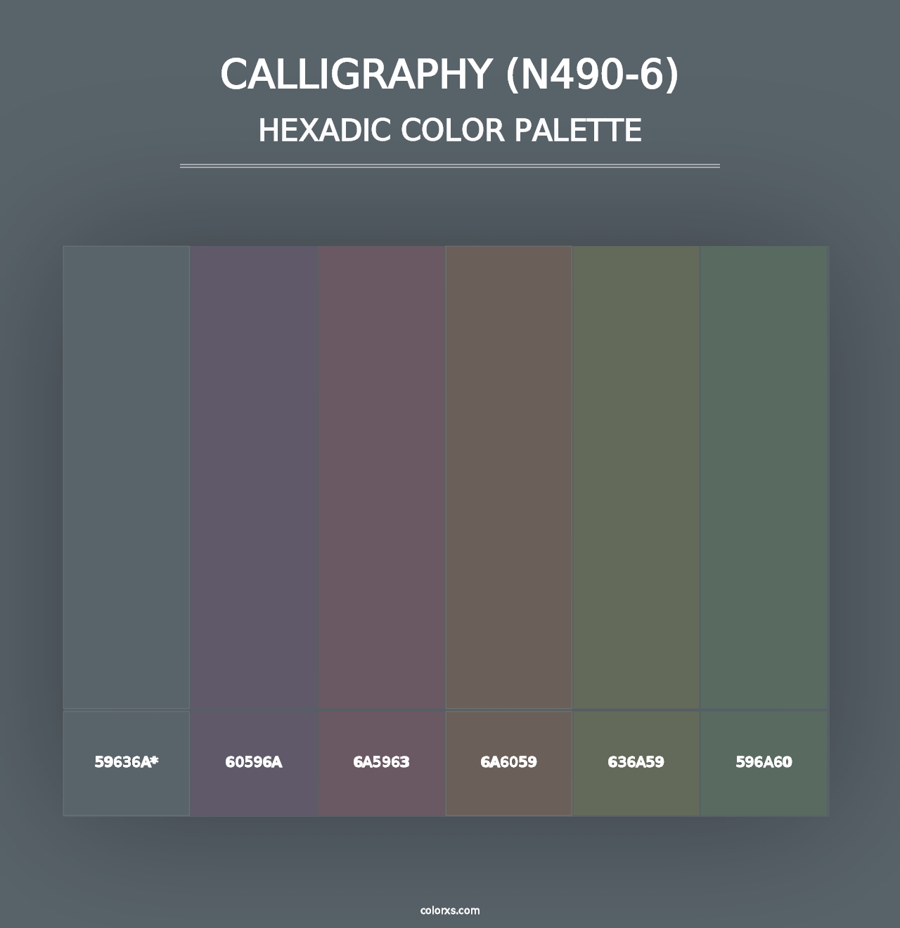 Calligraphy (N490-6) - Hexadic Color Palette