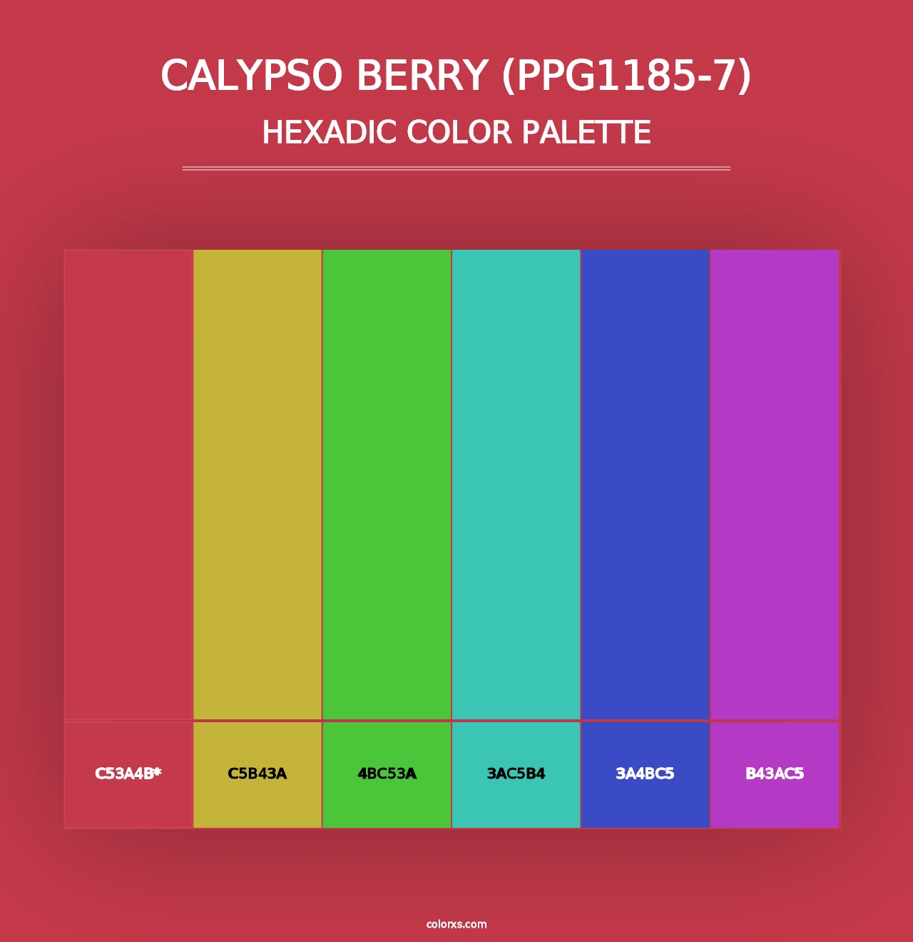 Calypso Berry (PPG1185-7) - Hexadic Color Palette