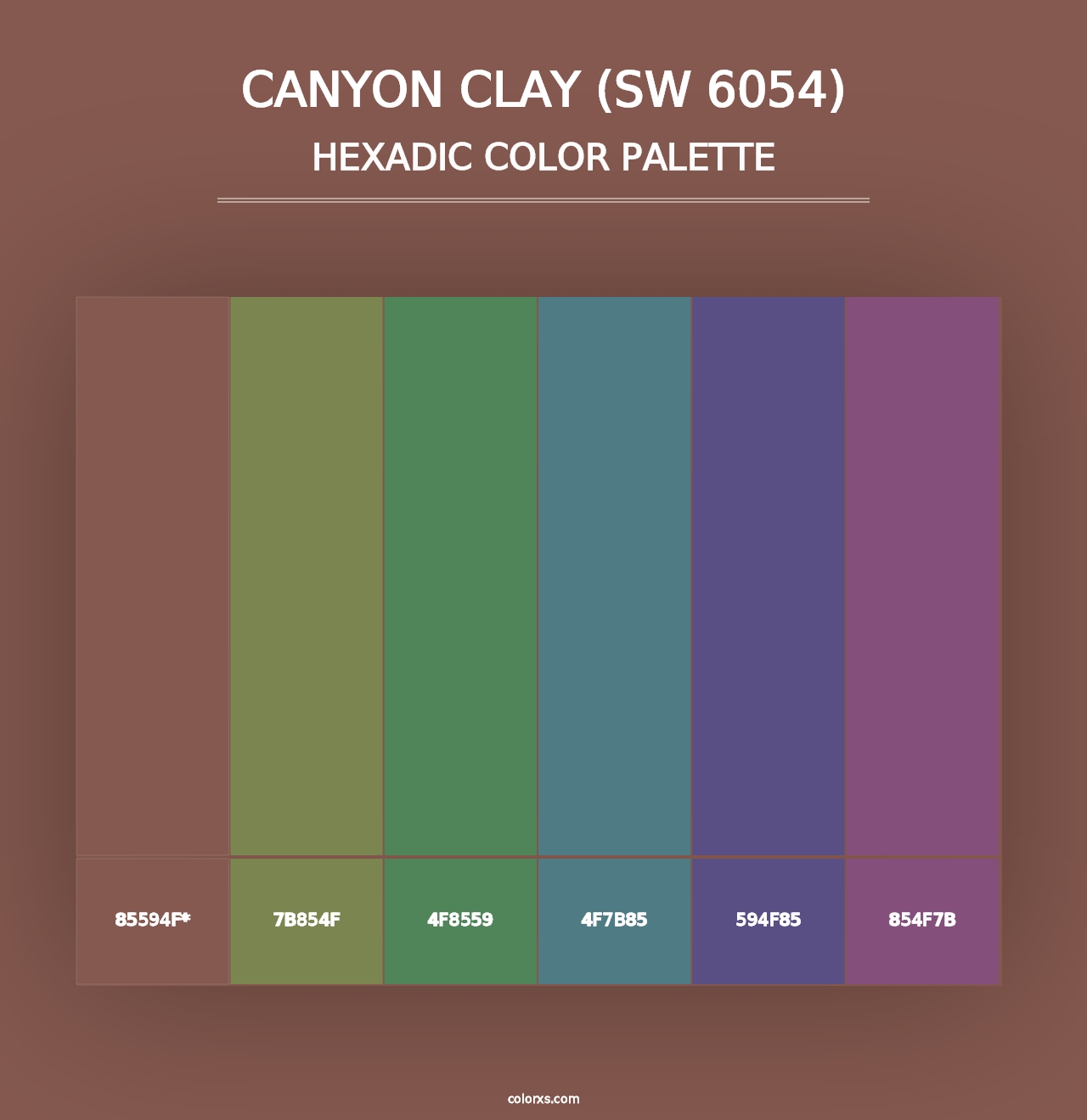 Canyon Clay (SW 6054) - Hexadic Color Palette