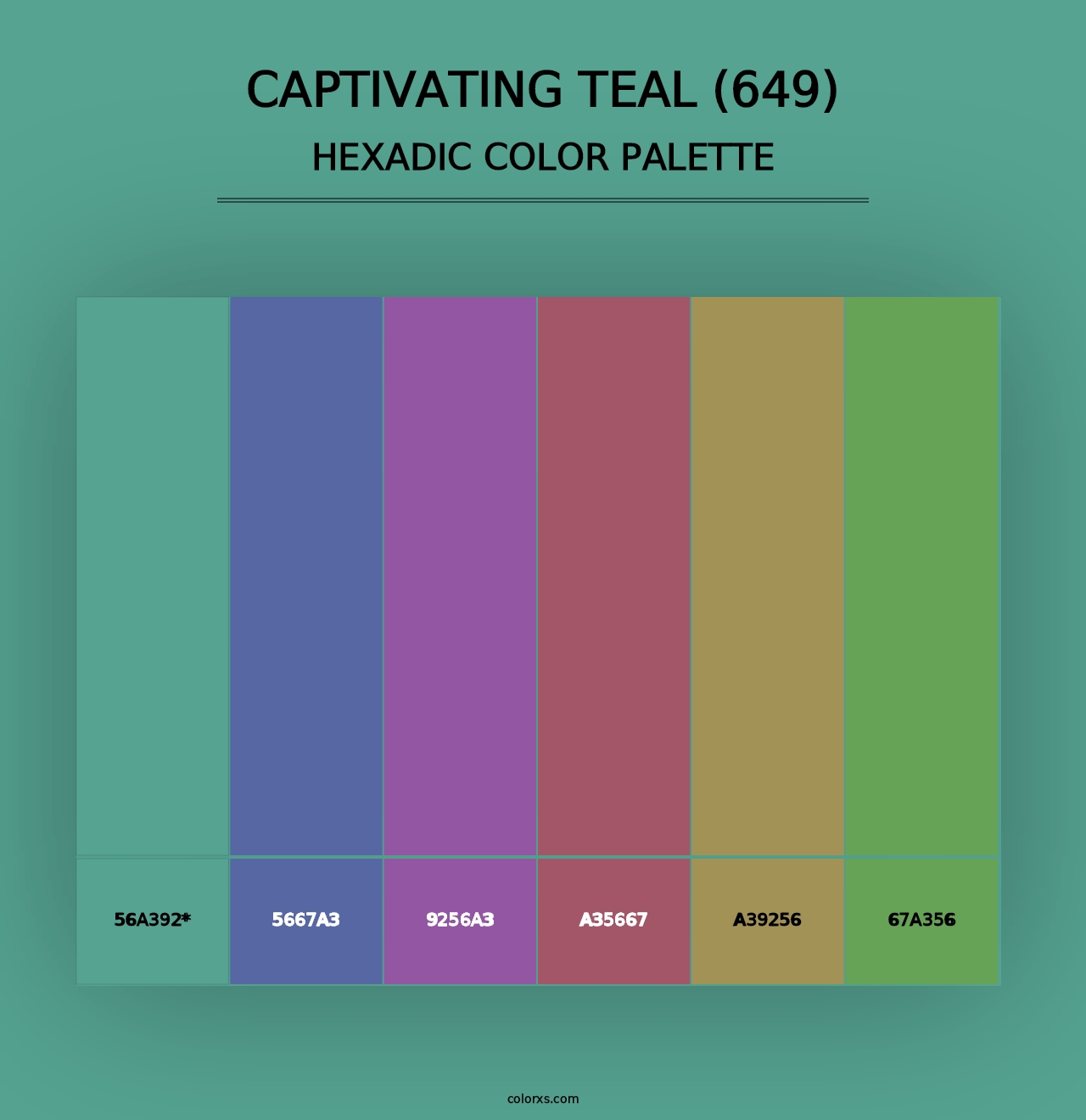 Captivating Teal (649) - Hexadic Color Palette