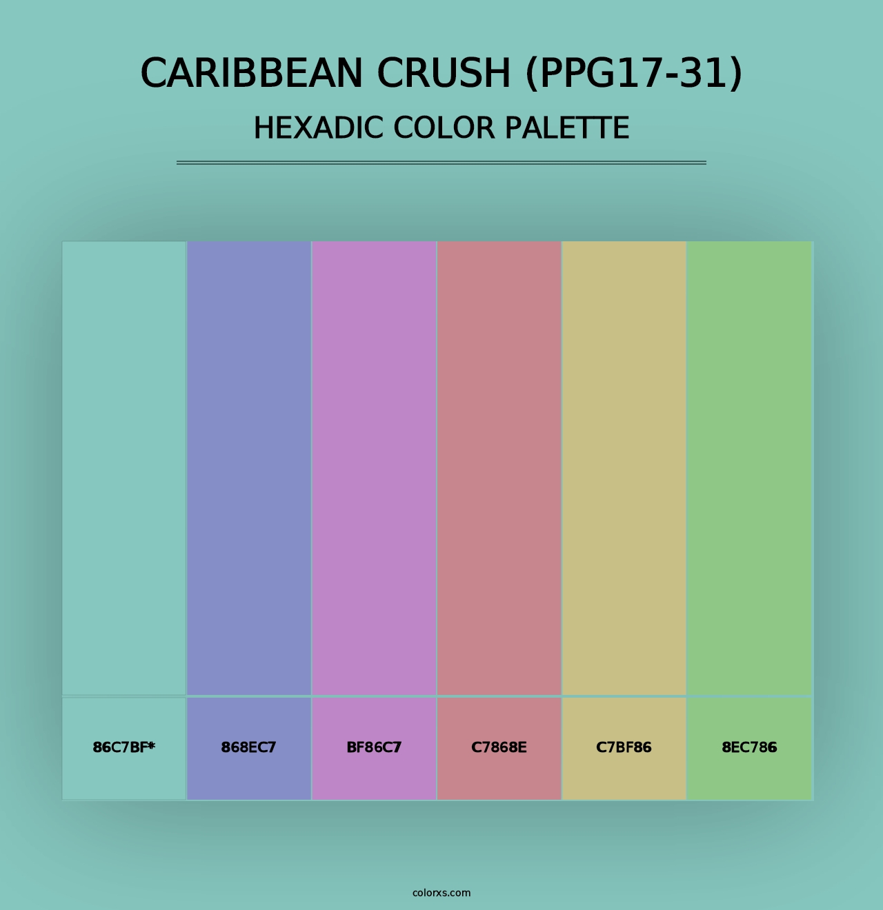 Caribbean Crush (PPG17-31) - Hexadic Color Palette