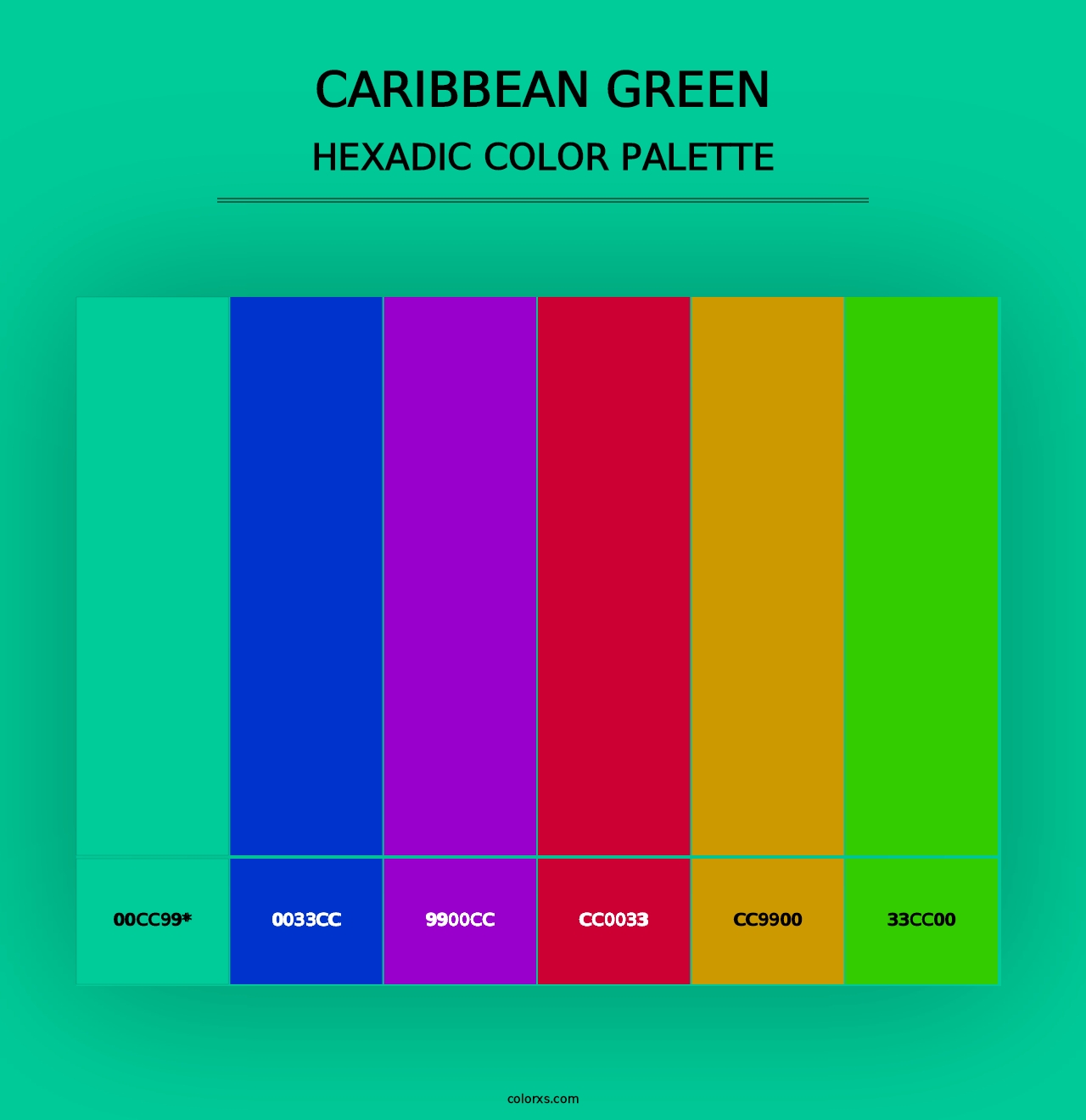 Caribbean green - Hexadic Color Palette