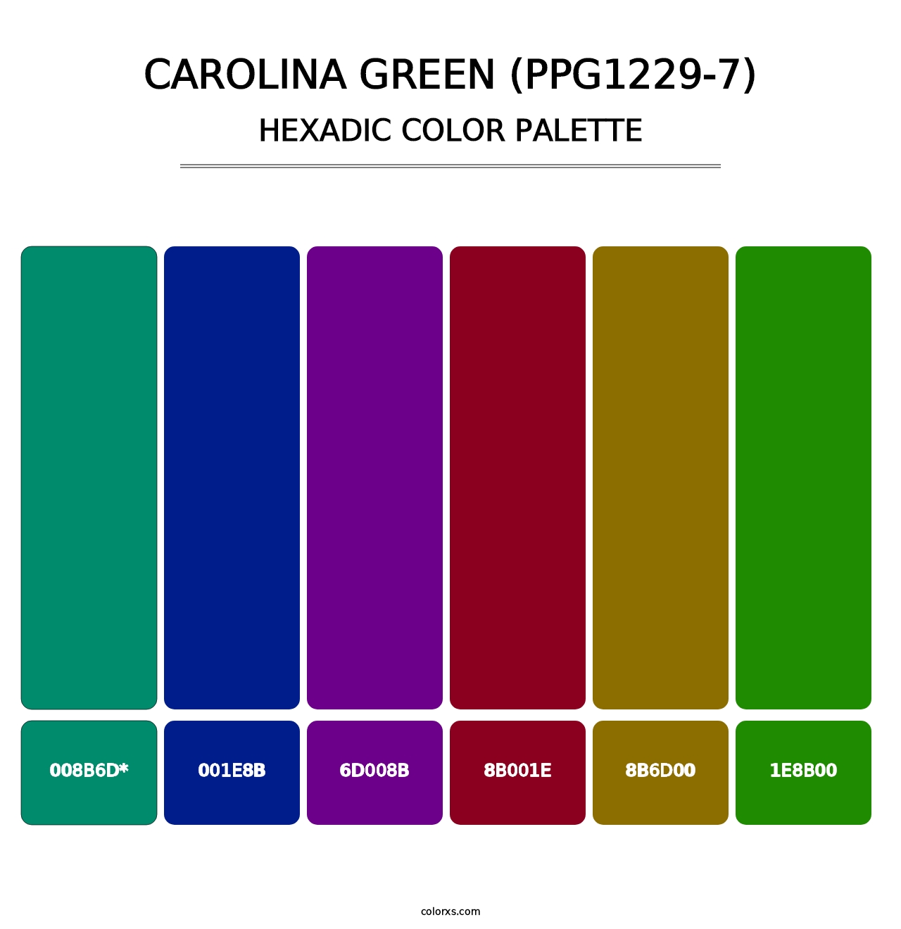 Carolina Green (PPG1229-7) - Hexadic Color Palette