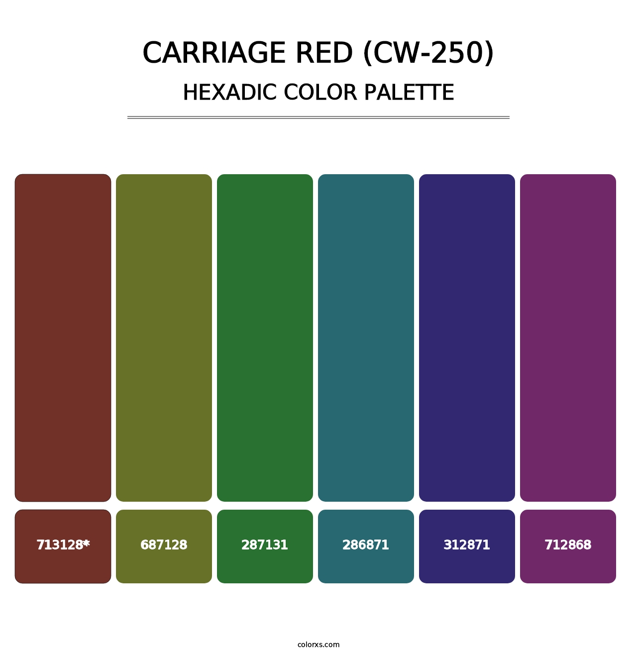 Carriage Red (CW-250) - Hexadic Color Palette