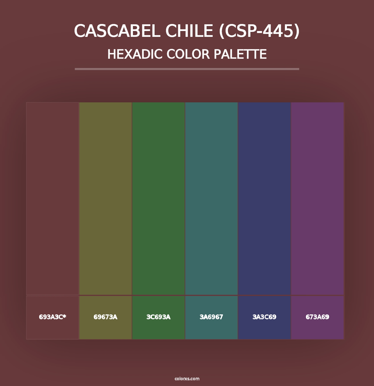 Cascabel Chile (CSP-445) - Hexadic Color Palette