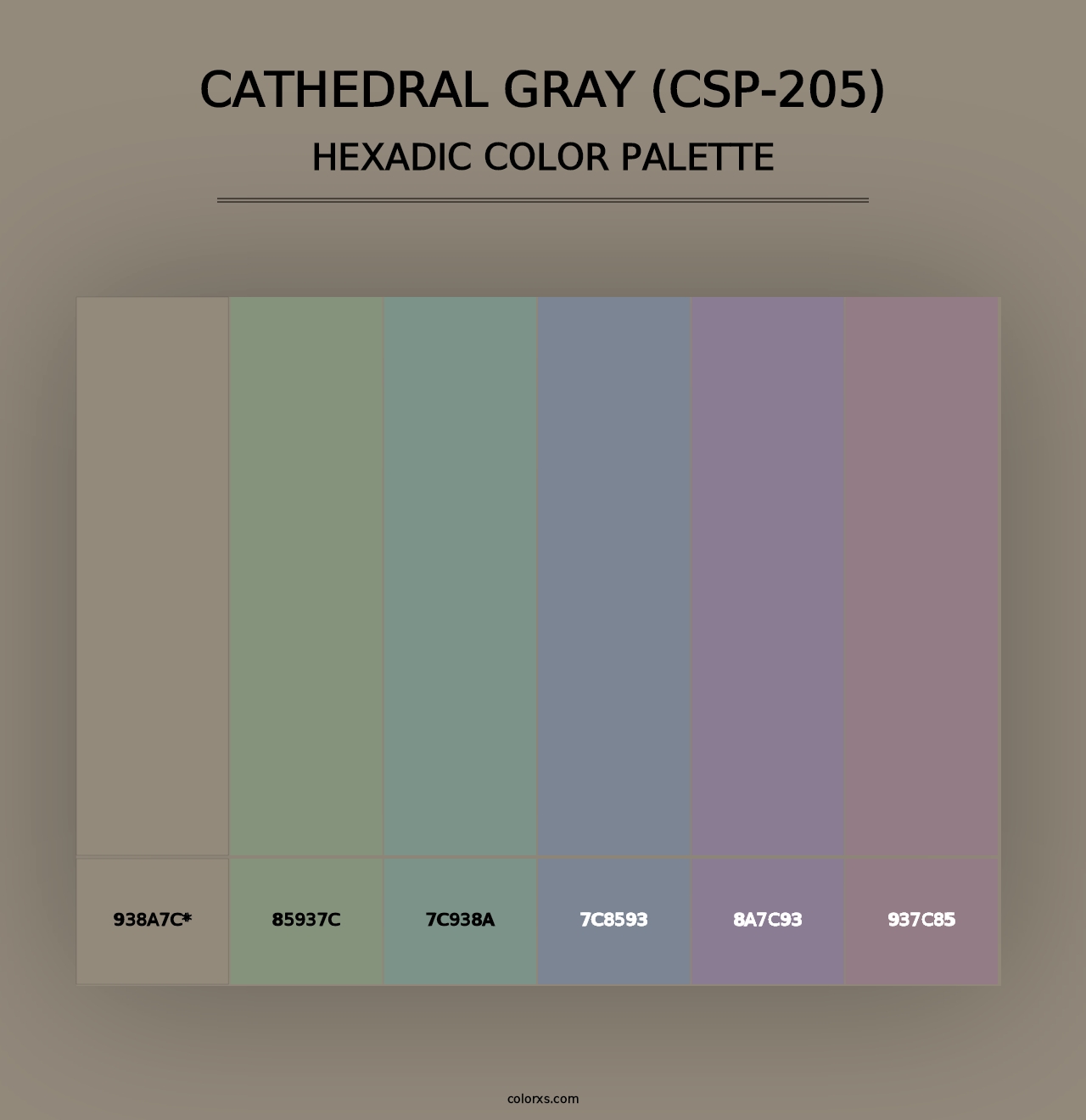 Cathedral Gray (CSP-205) - Hexadic Color Palette