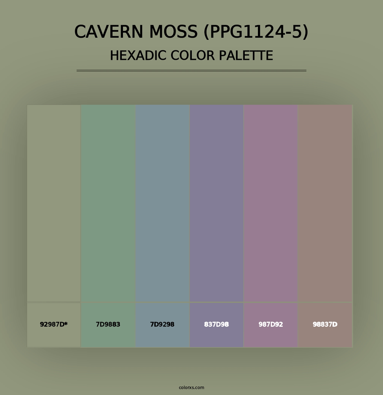 Cavern Moss (PPG1124-5) - Hexadic Color Palette