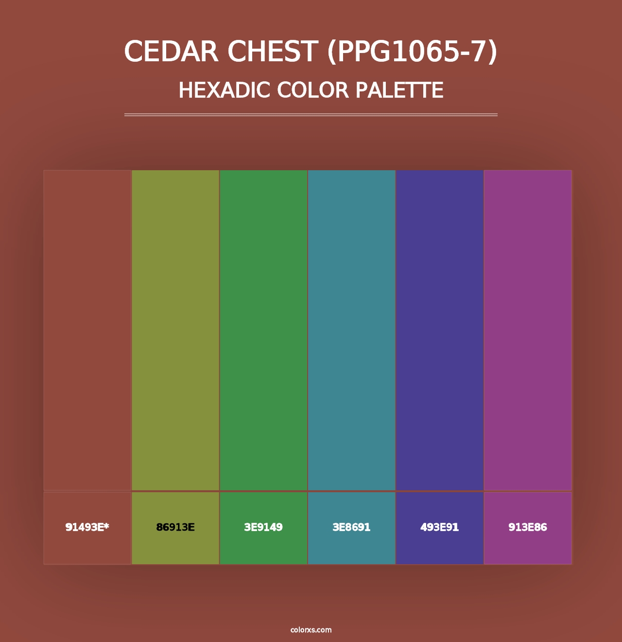 Cedar Chest (PPG1065-7) - Hexadic Color Palette