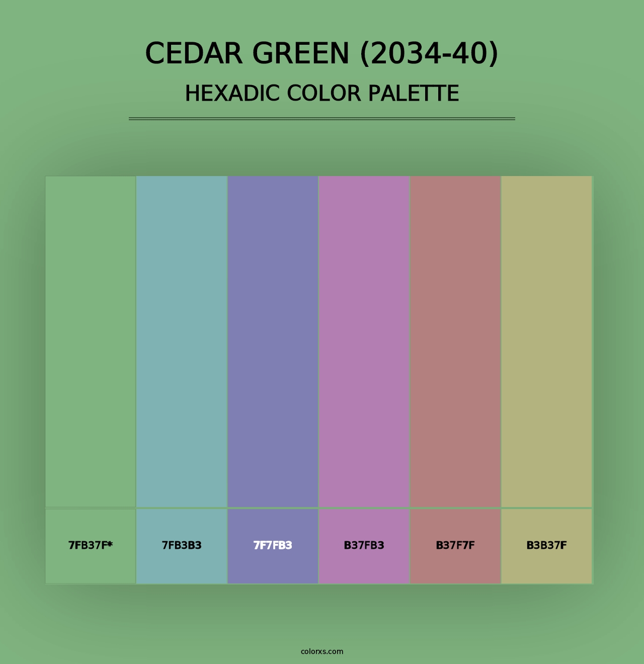 Cedar Green (2034-40) - Hexadic Color Palette