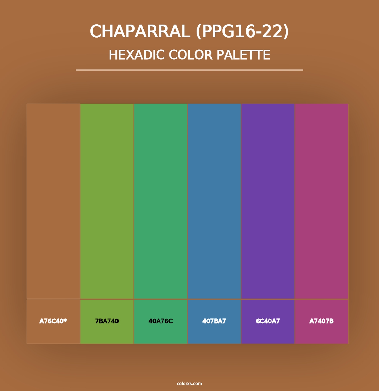 Chaparral (PPG16-22) - Hexadic Color Palette