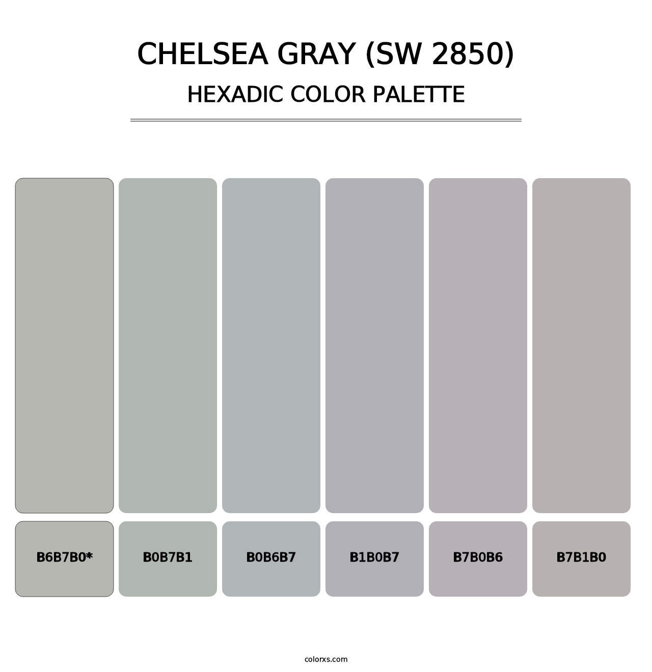 Chelsea Gray (SW 2850) - Hexadic Color Palette