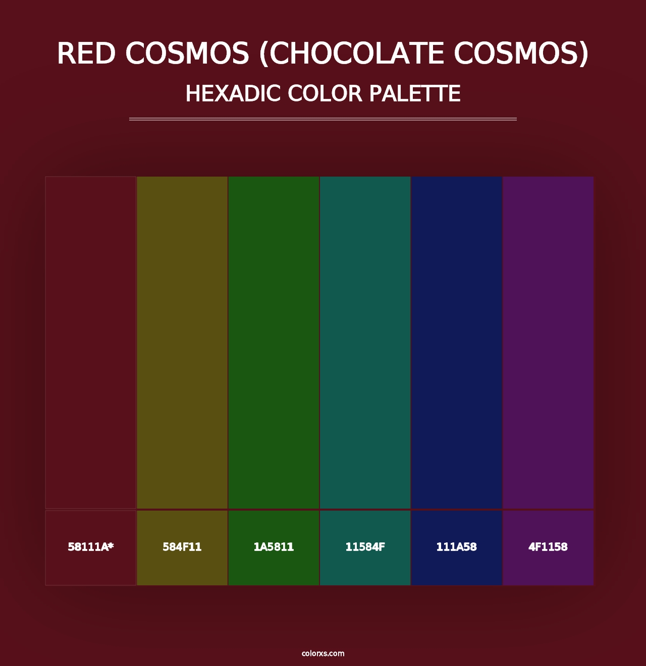 Red Cosmos (Chocolate Cosmos) - Hexadic Color Palette