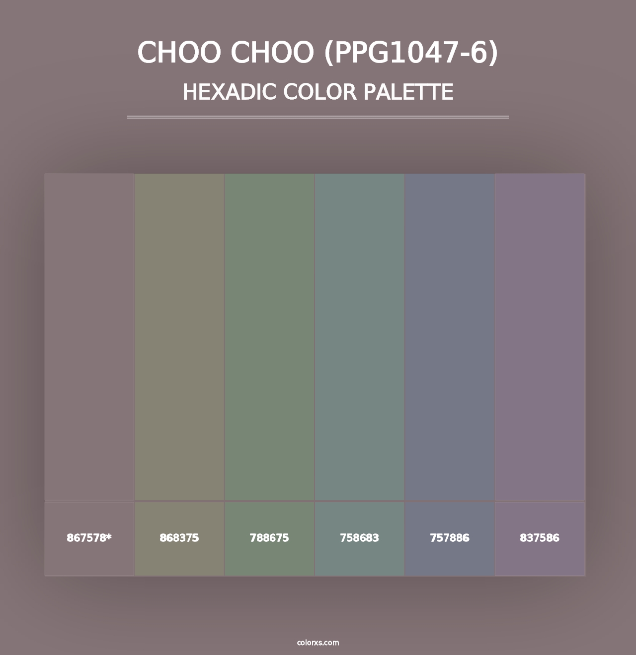 Choo Choo (PPG1047-6) - Hexadic Color Palette