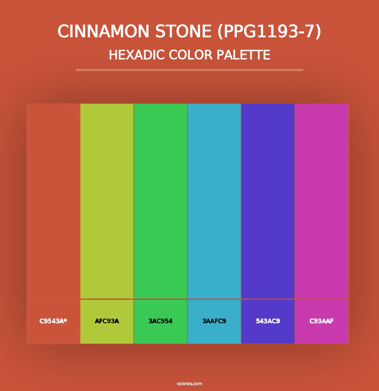 Cinnamon Stone (PPG1193-7) - Hexadic Color Palette