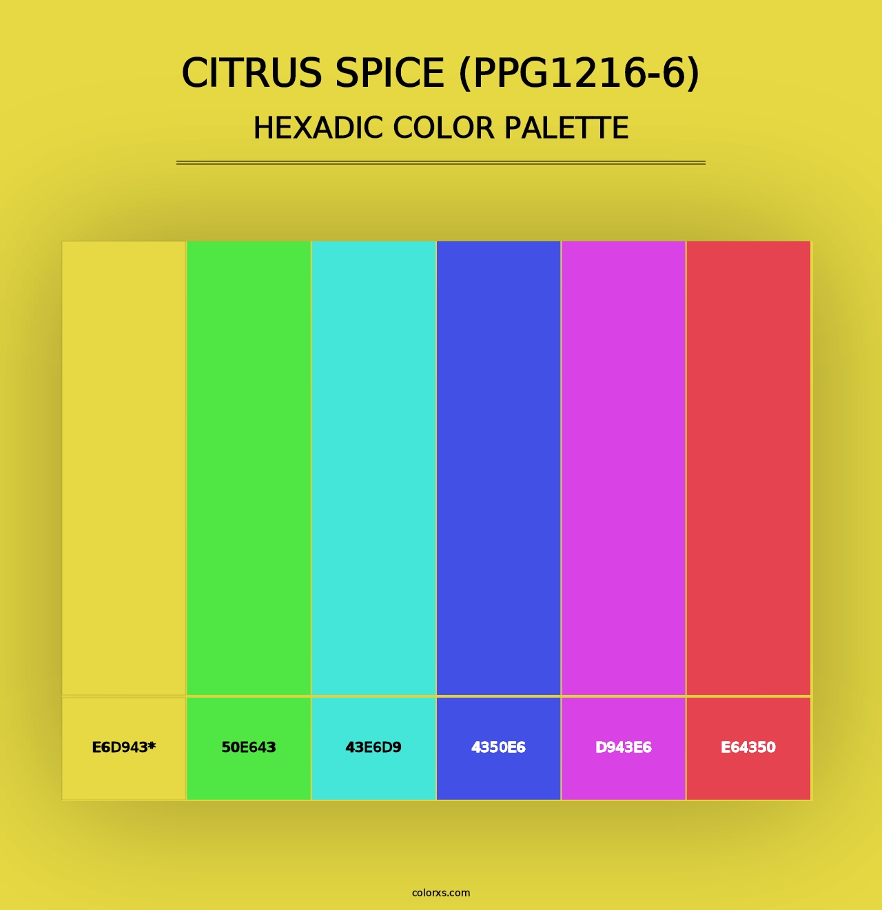 Citrus Spice (PPG1216-6) - Hexadic Color Palette