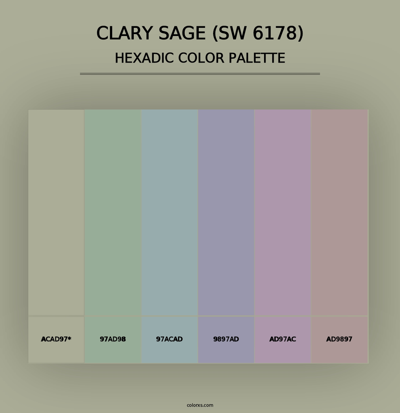 Clary Sage (SW 6178) - Hexadic Color Palette