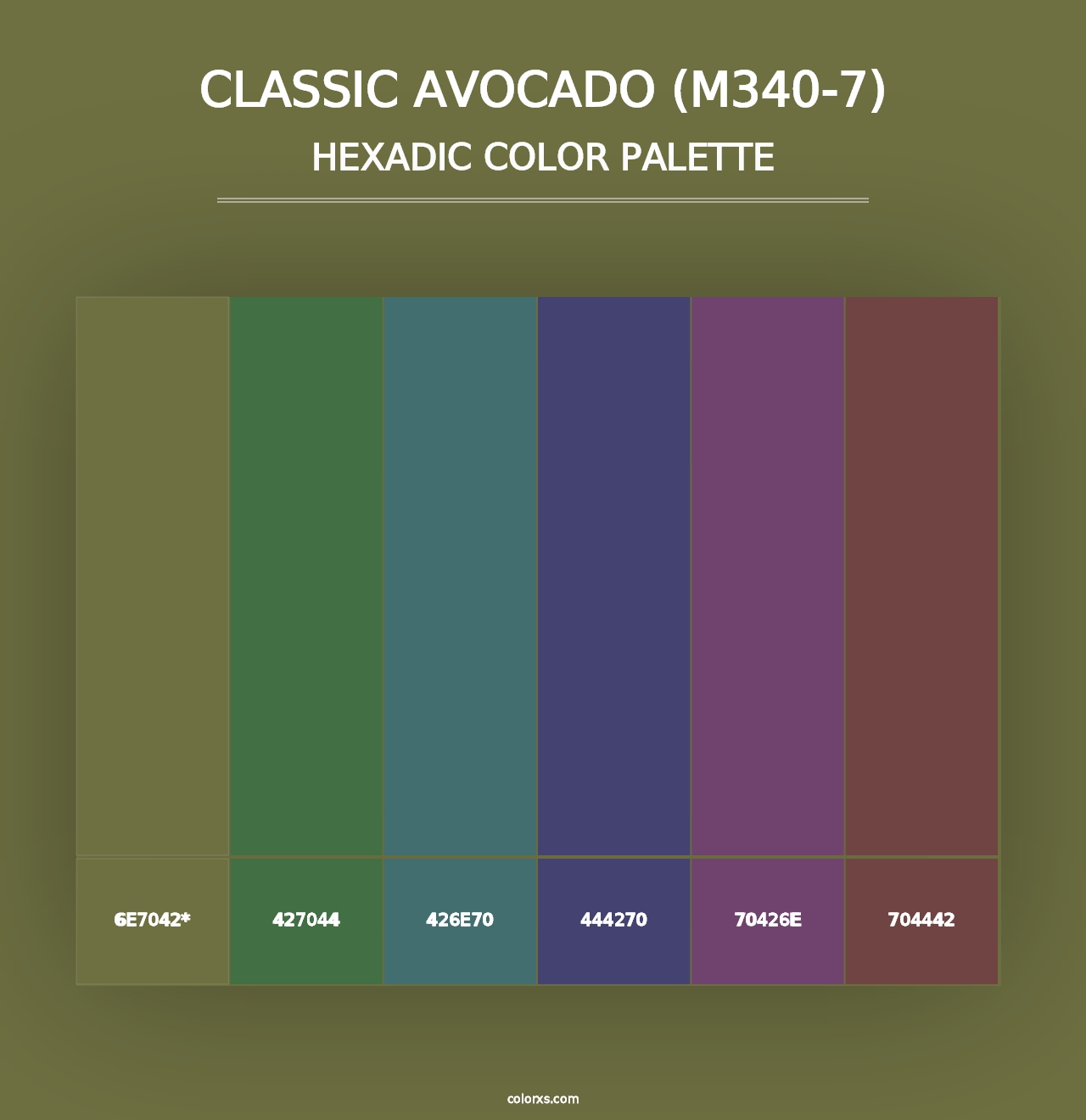 Classic Avocado (M340-7) - Hexadic Color Palette