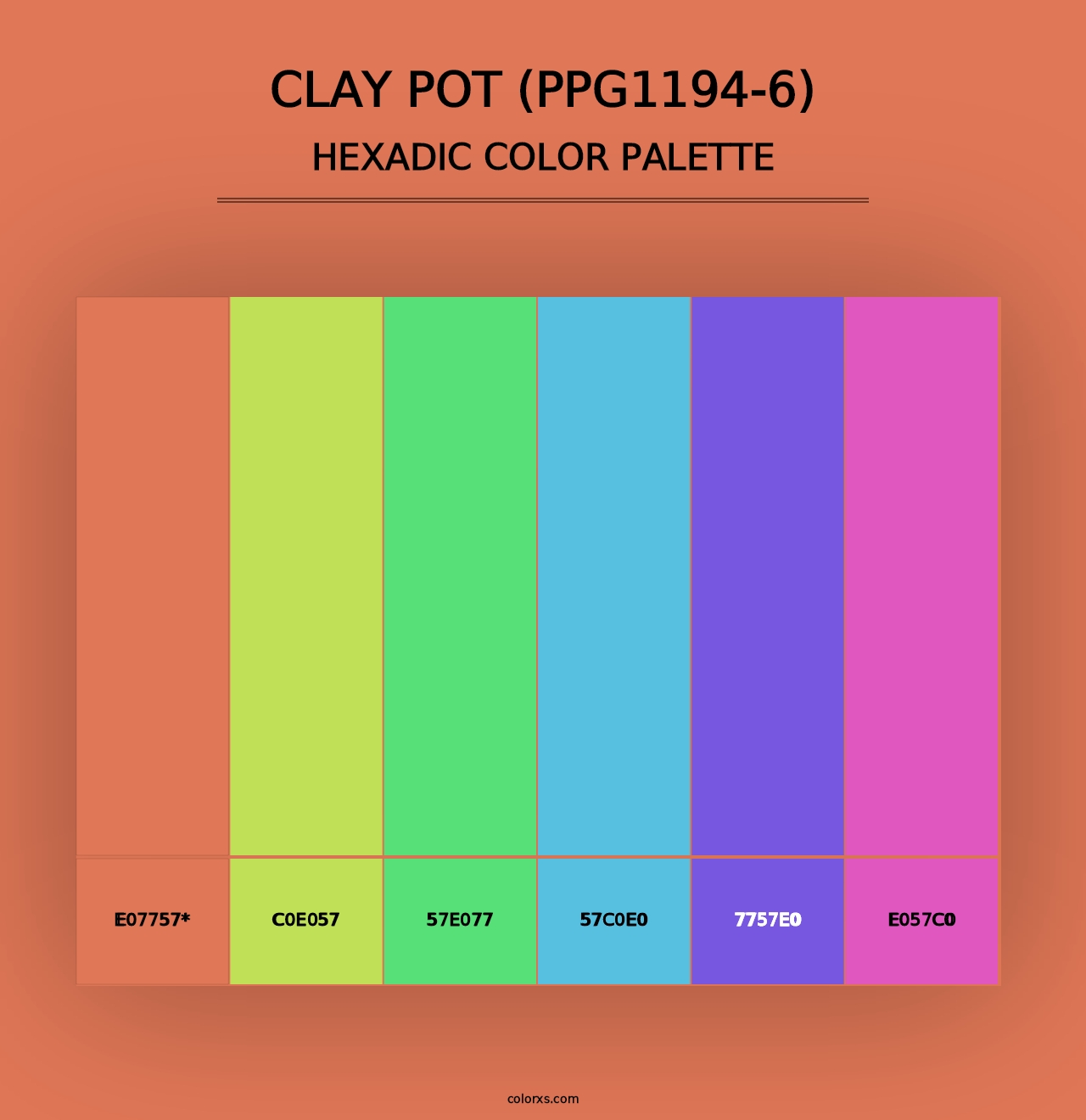 Clay Pot (PPG1194-6) - Hexadic Color Palette