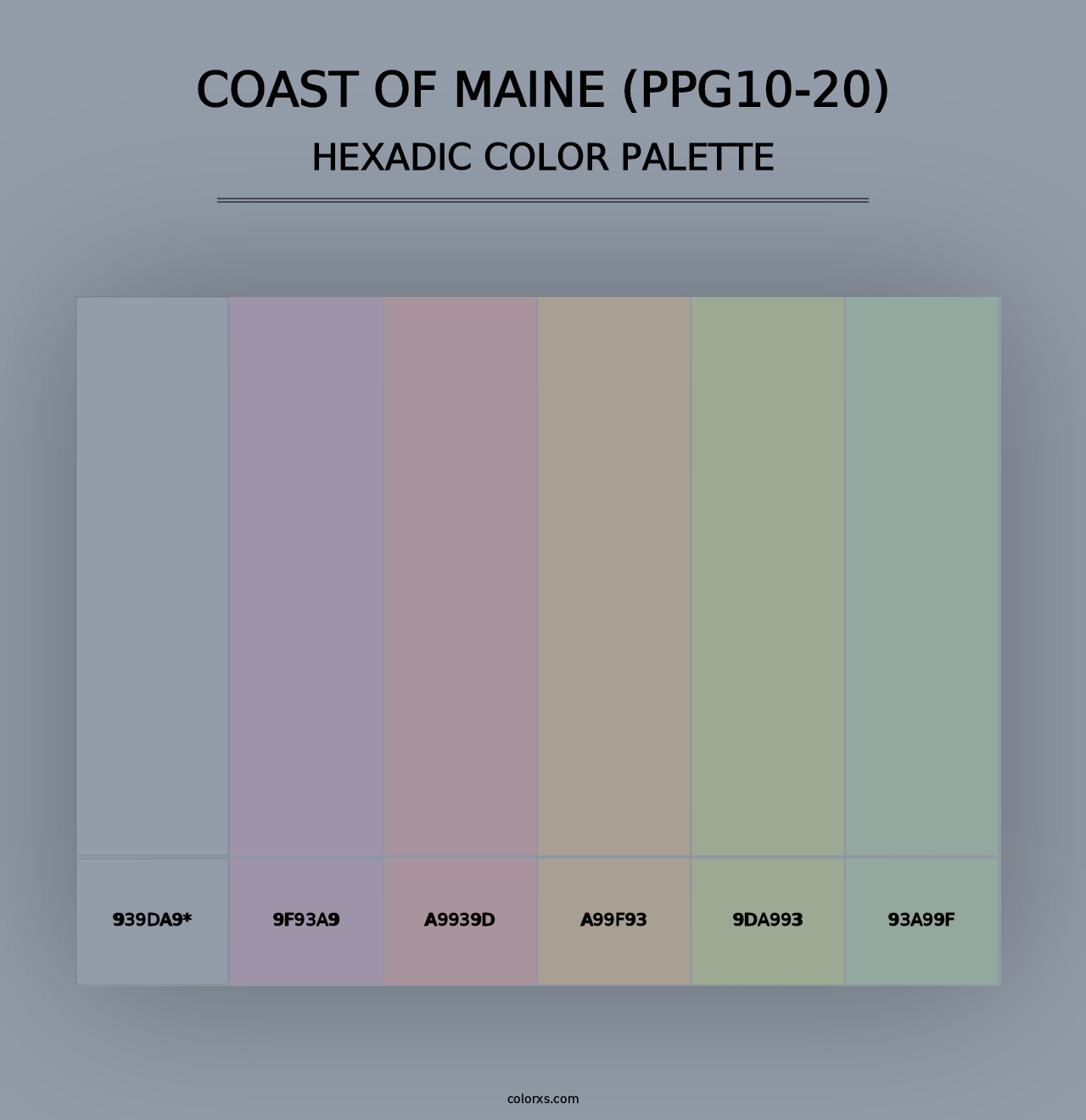 Coast Of Maine (PPG10-20) - Hexadic Color Palette