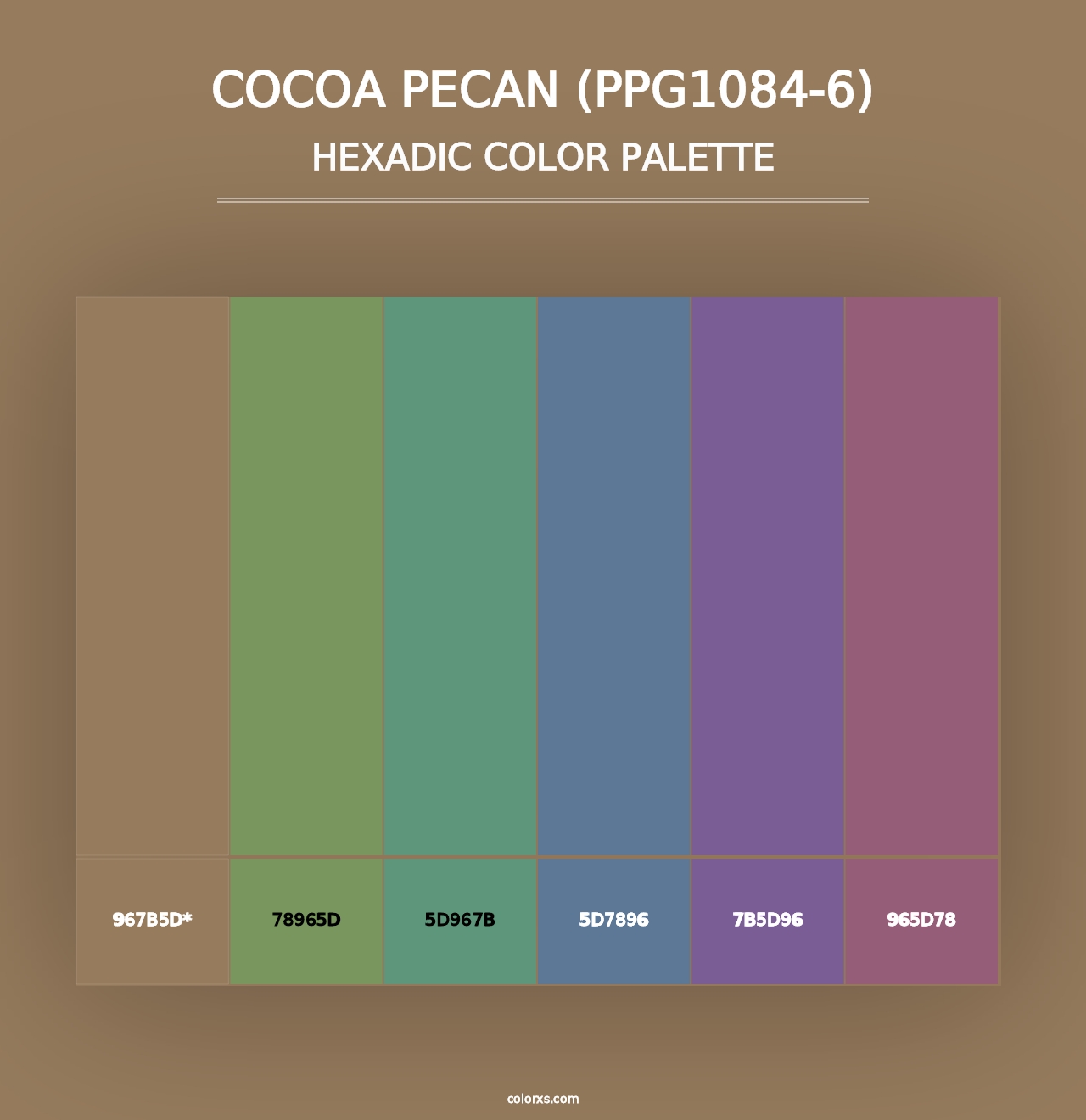 Cocoa Pecan (PPG1084-6) - Hexadic Color Palette