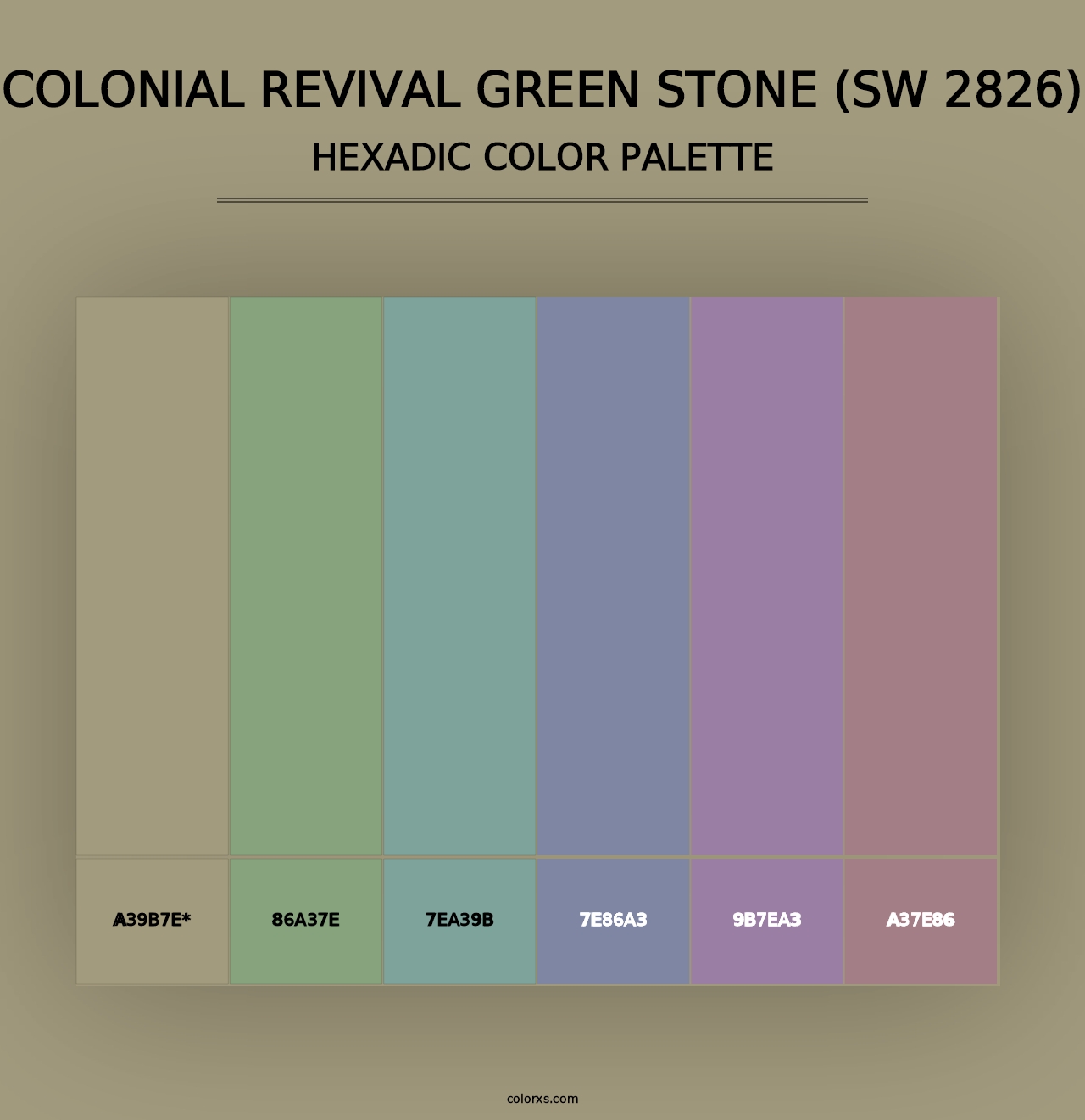 Colonial Revival Green Stone (SW 2826) - Hexadic Color Palette