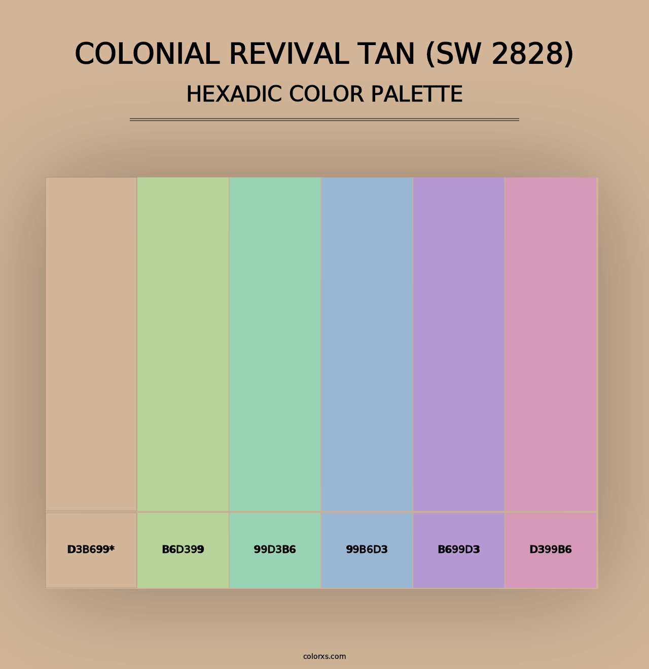 Colonial Revival Tan (SW 2828) - Hexadic Color Palette