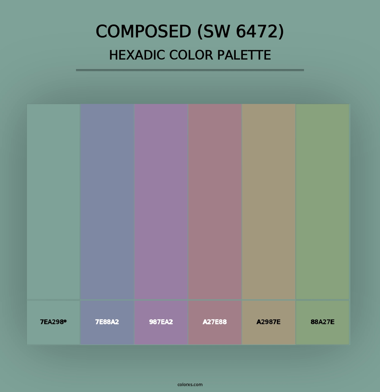 Composed (SW 6472) - Hexadic Color Palette