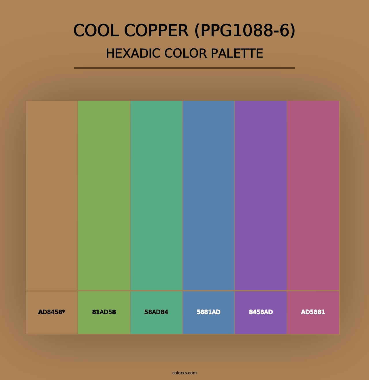 Cool Copper (PPG1088-6) - Hexadic Color Palette