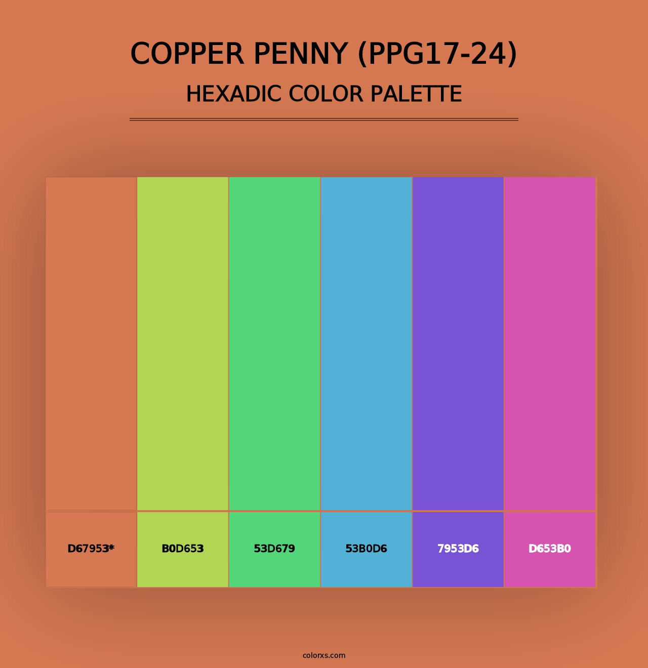 Copper Penny (PPG17-24) - Hexadic Color Palette