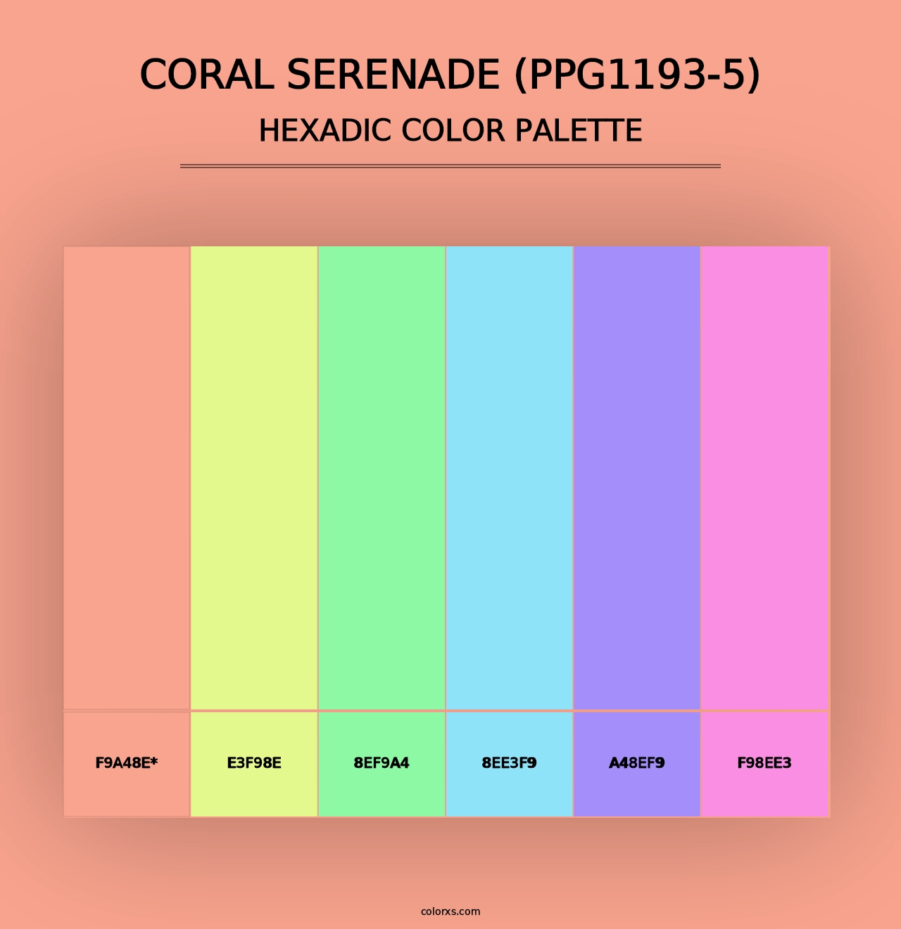 Coral Serenade (PPG1193-5) - Hexadic Color Palette