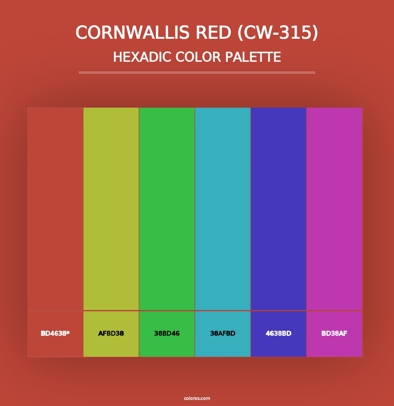 Cornwallis Red (CW-315) - Hexadic Color Palette