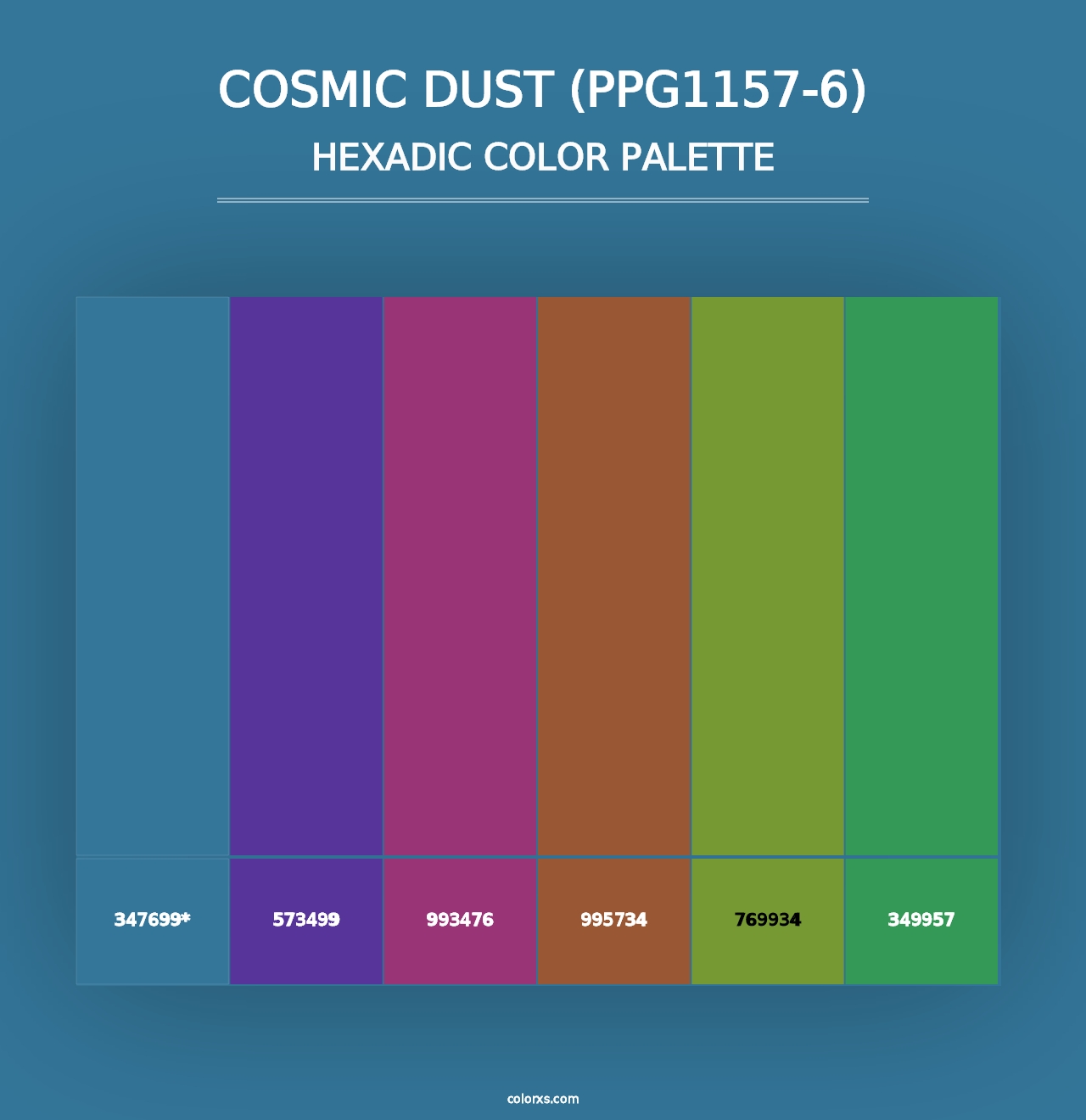 Cosmic Dust (PPG1157-6) - Hexadic Color Palette