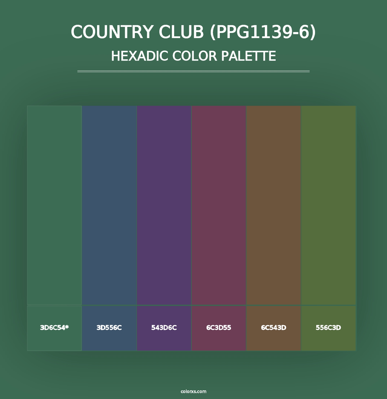 Country Club (PPG1139-6) - Hexadic Color Palette