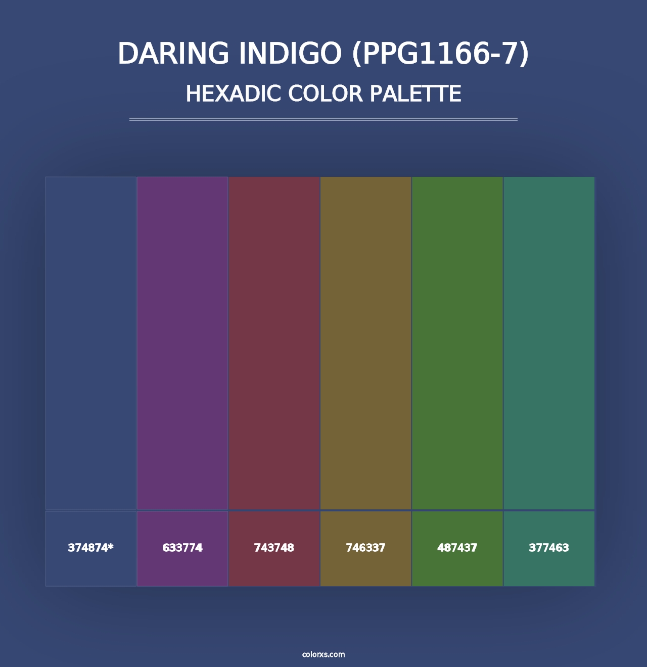 Daring Indigo (PPG1166-7) - Hexadic Color Palette