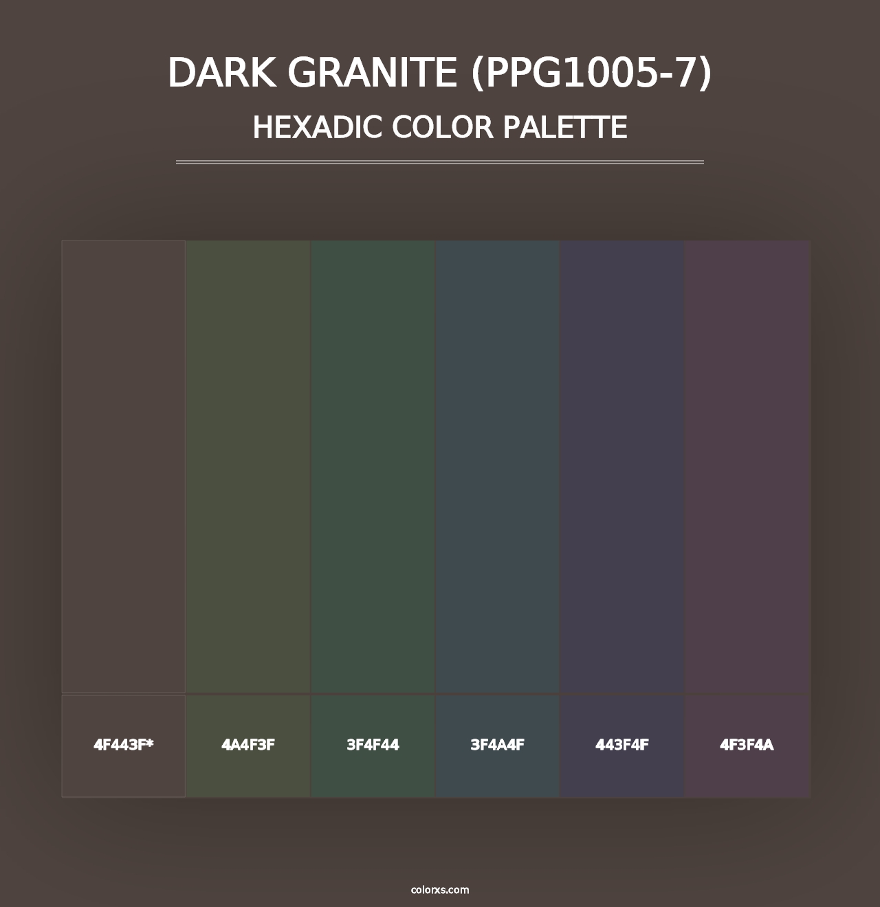 Dark Granite (PPG1005-7) - Hexadic Color Palette