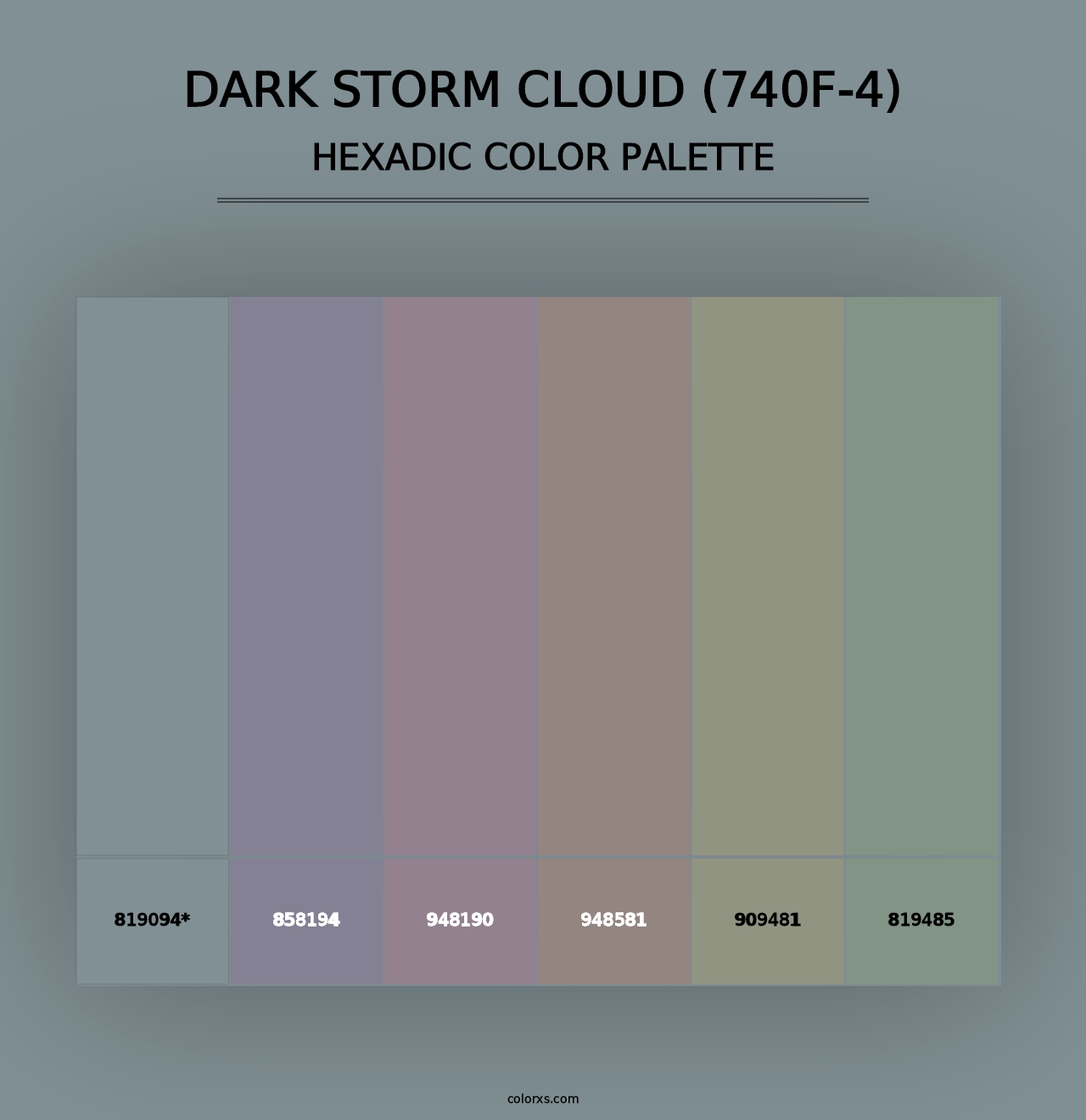 Dark Storm Cloud (740F-4) - Hexadic Color Palette